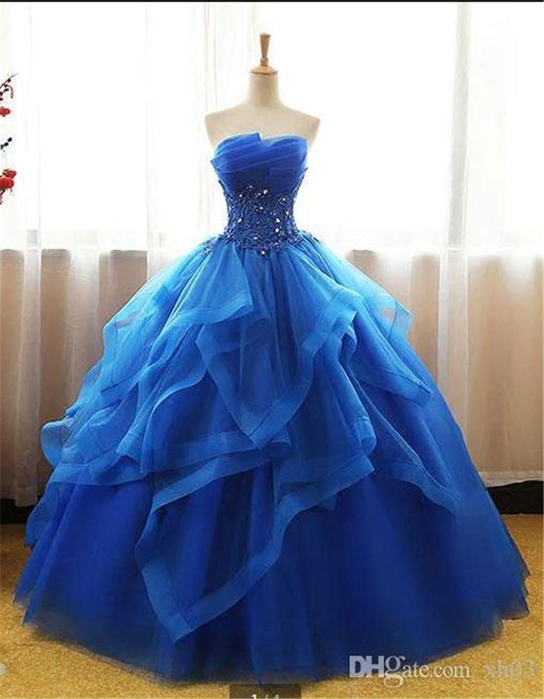 Elegant Pink Strapless Lace Beaded Quinceanera Dress - Long Sleeveless Prom Ball Gown with Ruffles for Women | Perfect for Sweet 16, Homecoming, Wedding & Formal Events