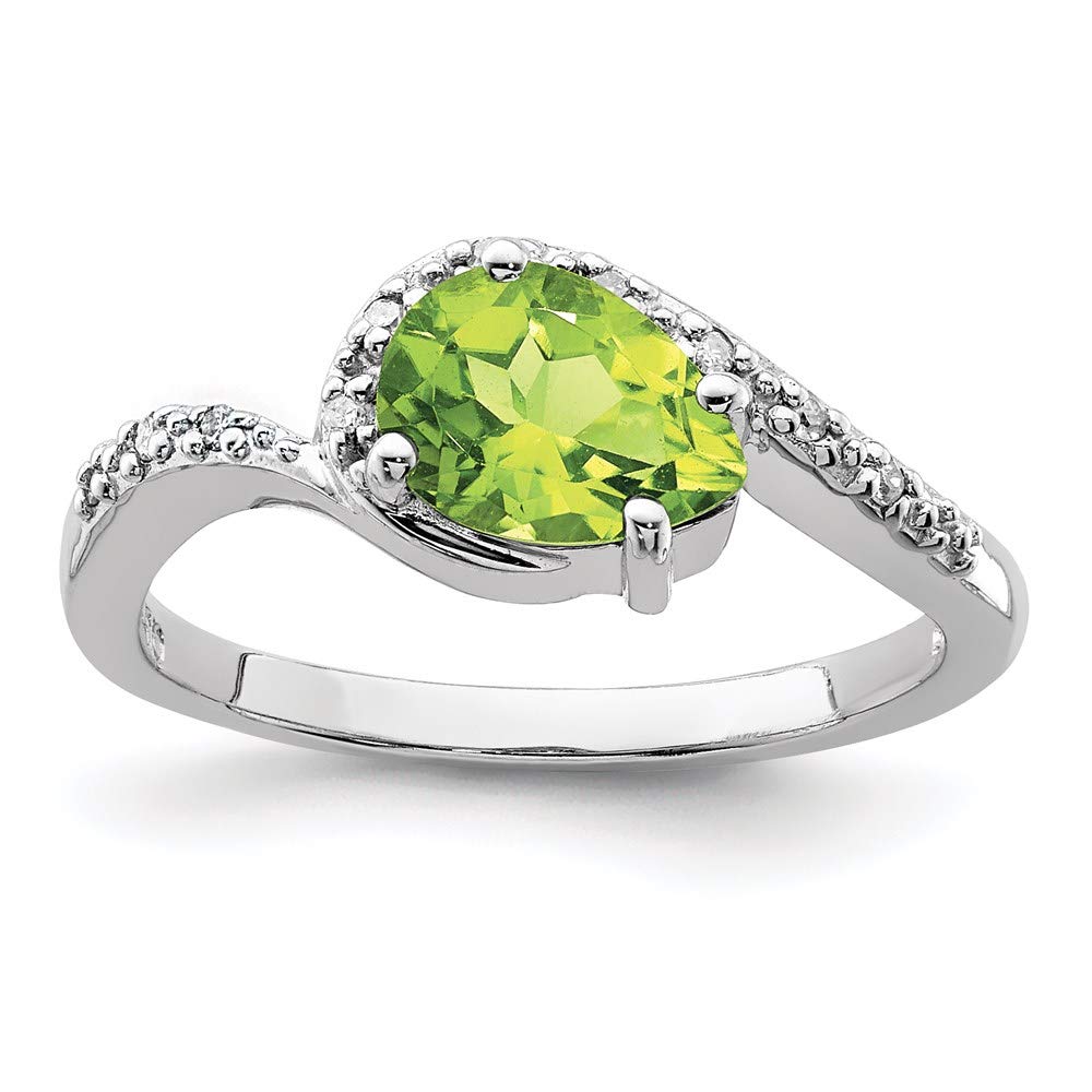 925 Sterling Silver Oval Peridot & Diamond Ring for Women | Elegant Fine Jewelry Gift for Her | Perfect for Anniversaries, Birthdays & Special Occasions