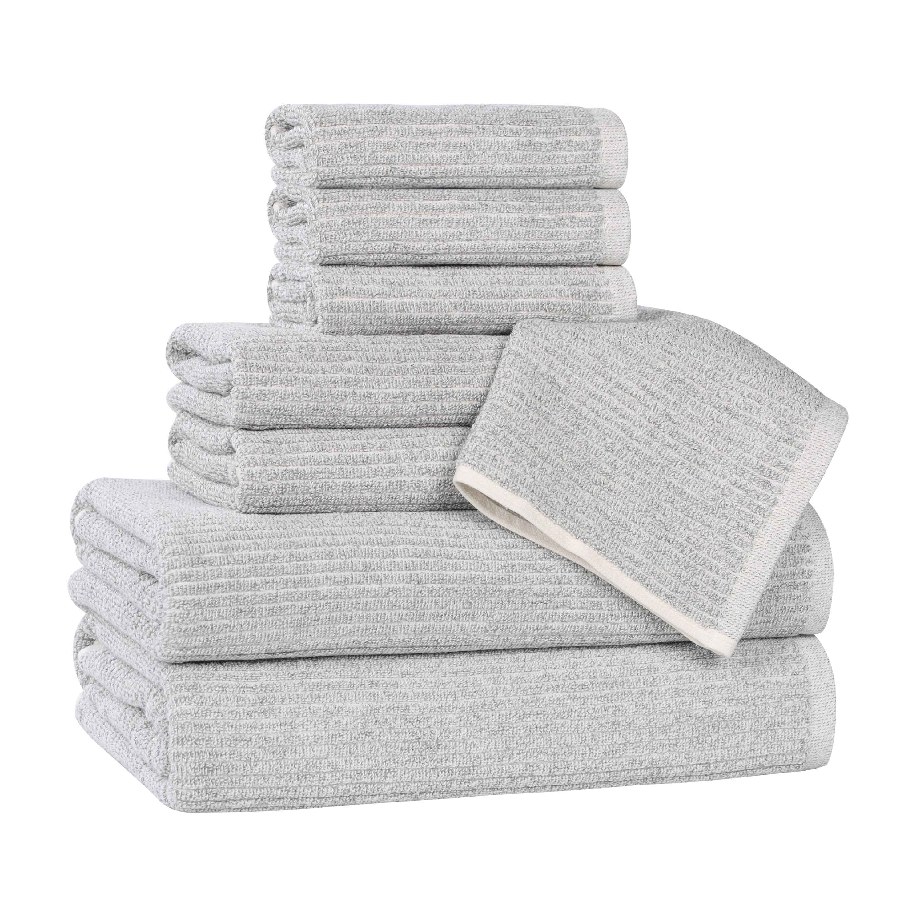 Premium 8-Piece Cotton Blend Ribbed Towel Set - Soft, Absorbent & Durable Bath Towels for Spa, Gym, and Luxury Home Use