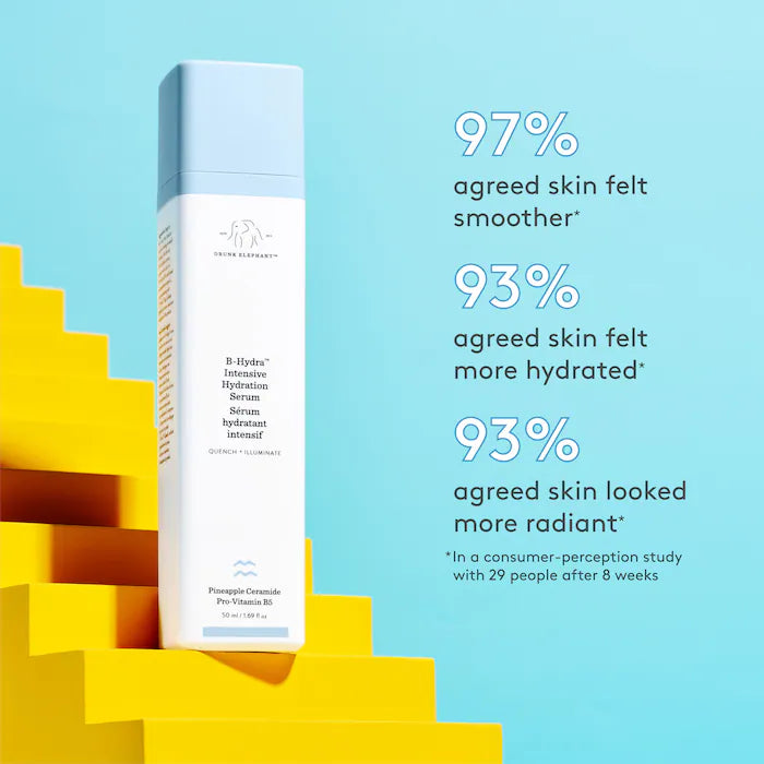 Drunk Elephant B-Hydra™ Intensive Hydration Serum with Hyaluronic Acid - Deeply Hydrates & Plumps Skin for a Glowing Complexion | Perfect for Dry, Dehydrated Skin & Daily Skincare Routine