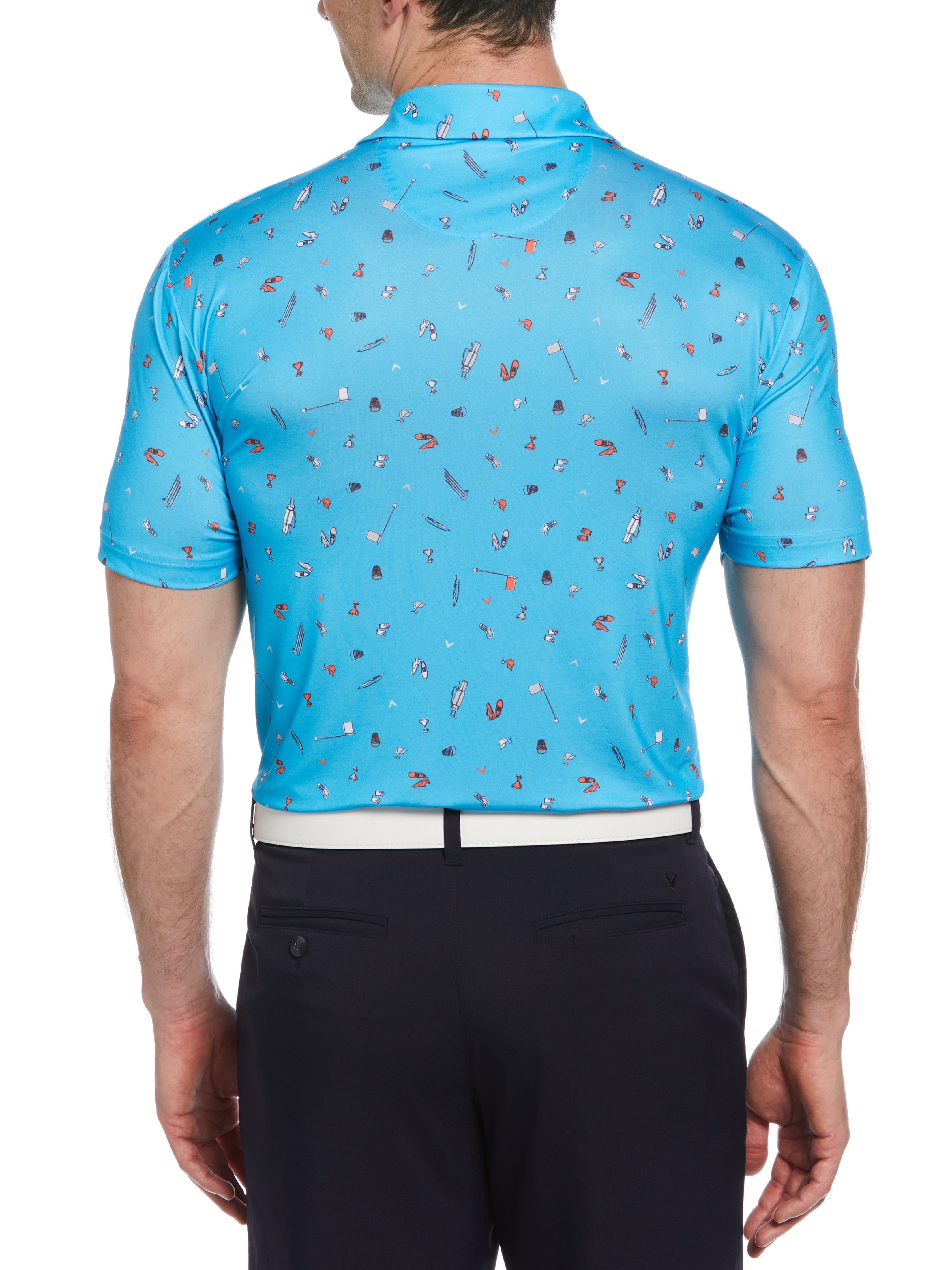 Men's Short Sleeve Graphic Print Polo Shirt - Trendy All Over Time Pattern Design for Casual Wear, Summer Outfits & Street Style Fashion