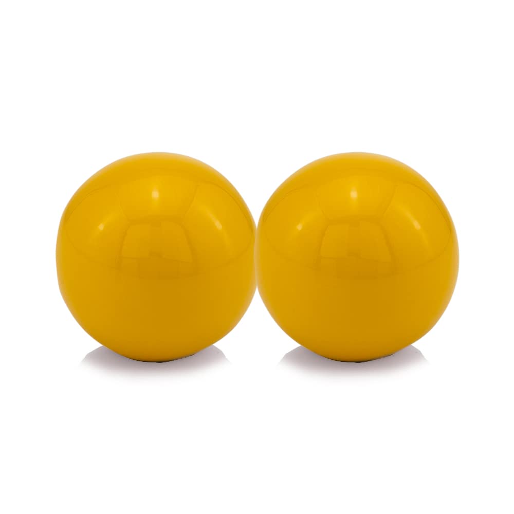Modern Decorative Aluminum Balls Set of 2 - Yellow Illuminating Spheres for Tabletop Centerpieces, Home & Office Decor | Perfect for Bowl Fillers, Shelf Displays & Contemporary Interior Design