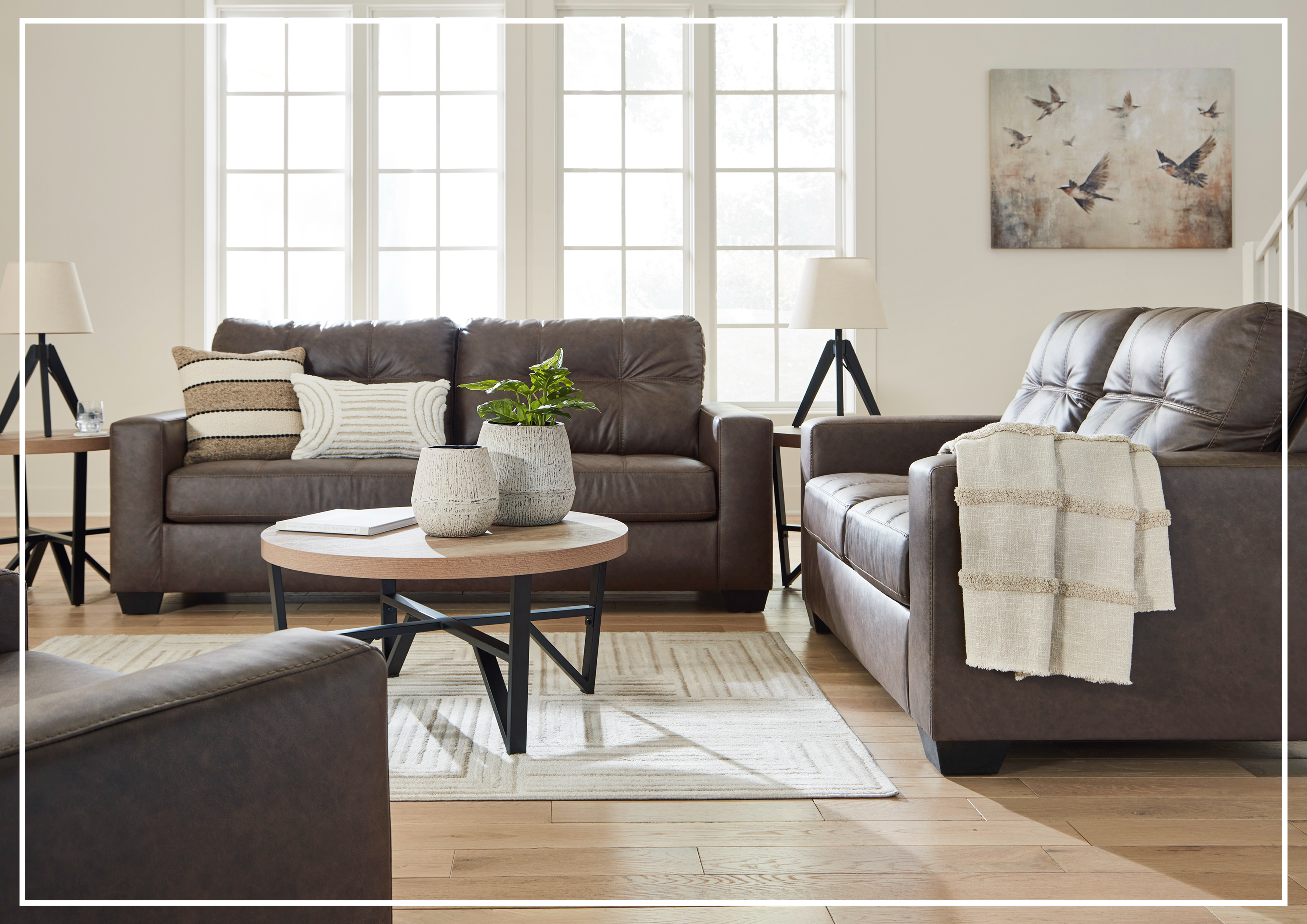 Gio Italia Bellagio Faux Leather Fabric Sofa - Luxurious Modern Living Room Furniture for Home & Office Decor
