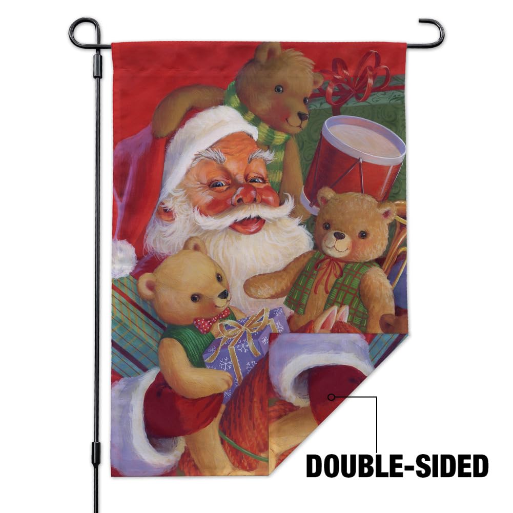 Santa Teddy Bears Christmas Holiday Garden Yard Flag - Festive Outdoor Decor for Holiday Season