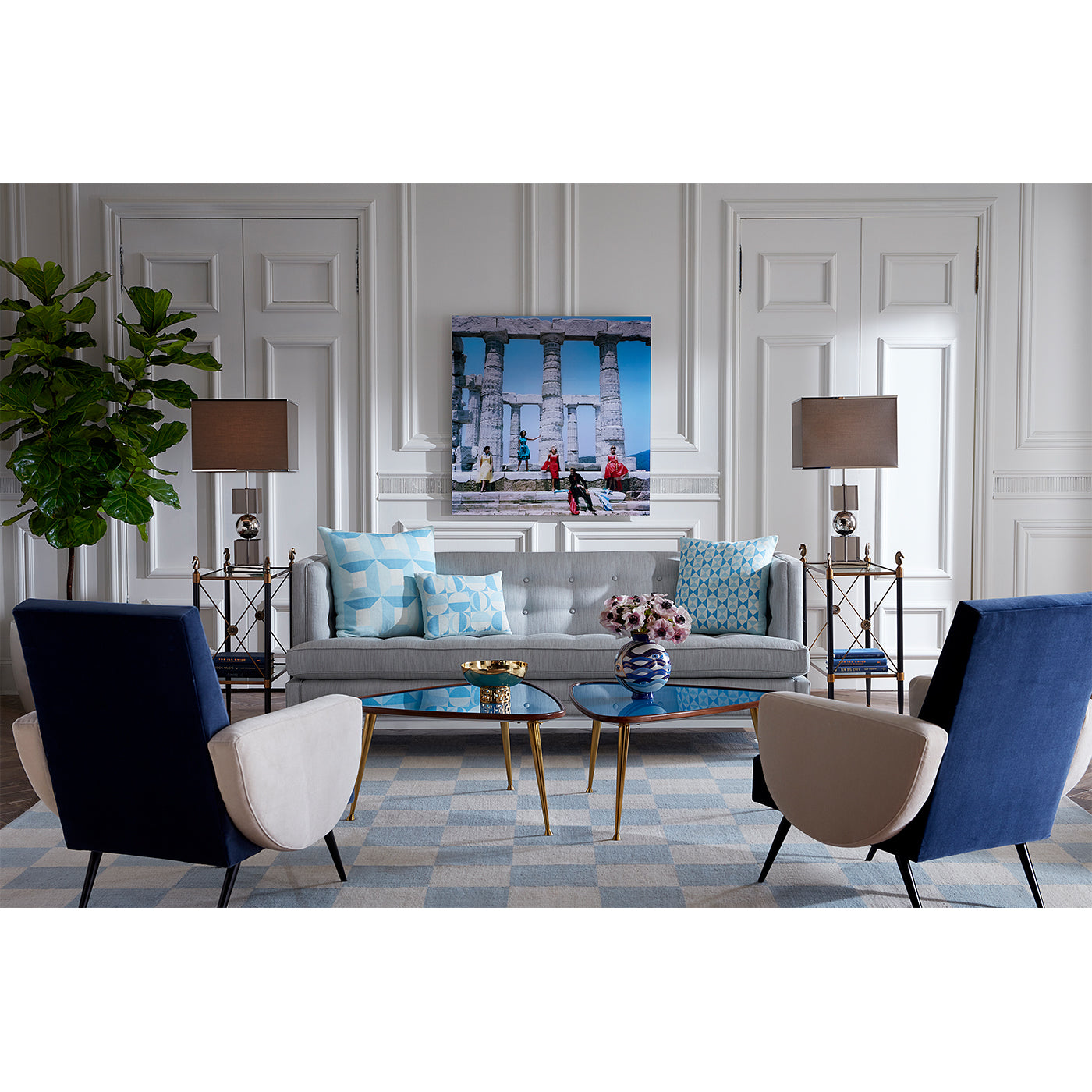 Checkerboard Large Scale Flatweave Rug - Non-Slip Modern Geometric Area Rug for Living Room, Bedroom, Office - Perfect for Home Decor and High Traffic Areas
