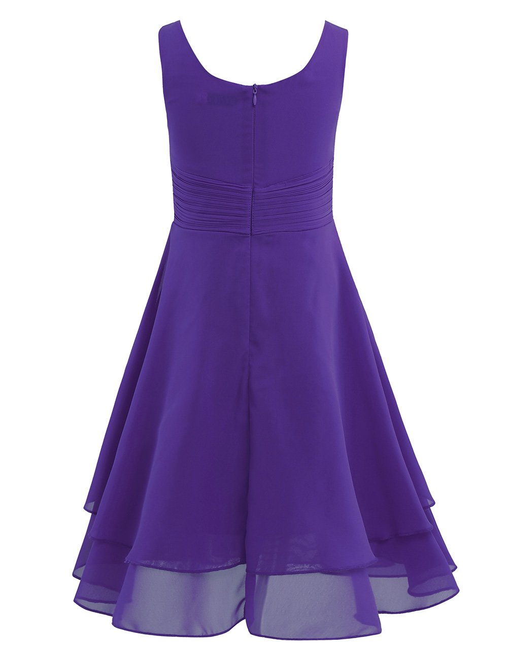 Girls Sleeveless Chiffon Flower Dress for Wedding Party - Elegant Double Layer Pleated Bridesmaid Dress for Kids - Perfect for Prom, Birthday Parties & Special Occasions