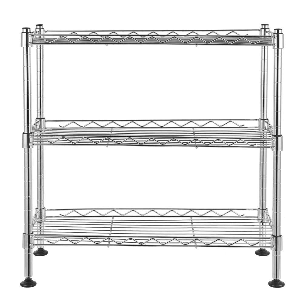 3-Tier Adjustable Metal Wire Shelf - Heavy Duty 200Lbs Capacity Storage Rack with Leveling Feet (8