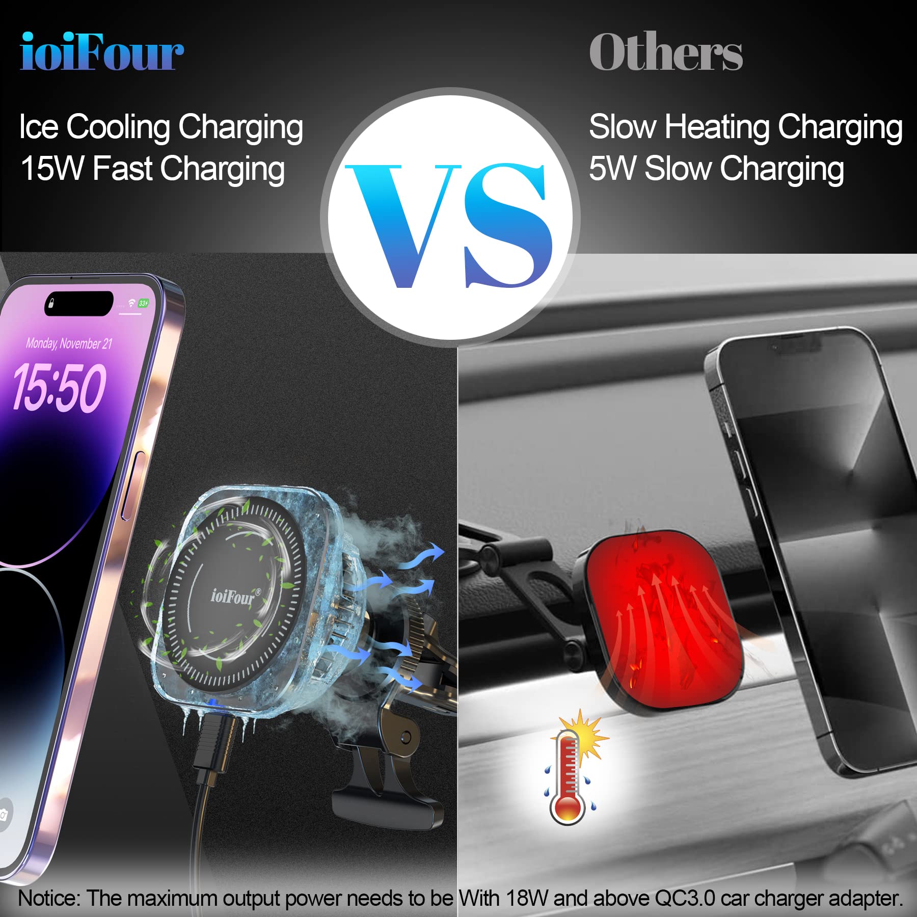 15W Fast Wireless MagSafe Car Charger with Cooling Fan - Magnetic Air Vent Phone Holder for iPhone 16/15/14 Pro Max & Samsung Galaxy S25/S24 Ultra | Overheat Protection | Perfect for Road Trips & Daily Commutes
