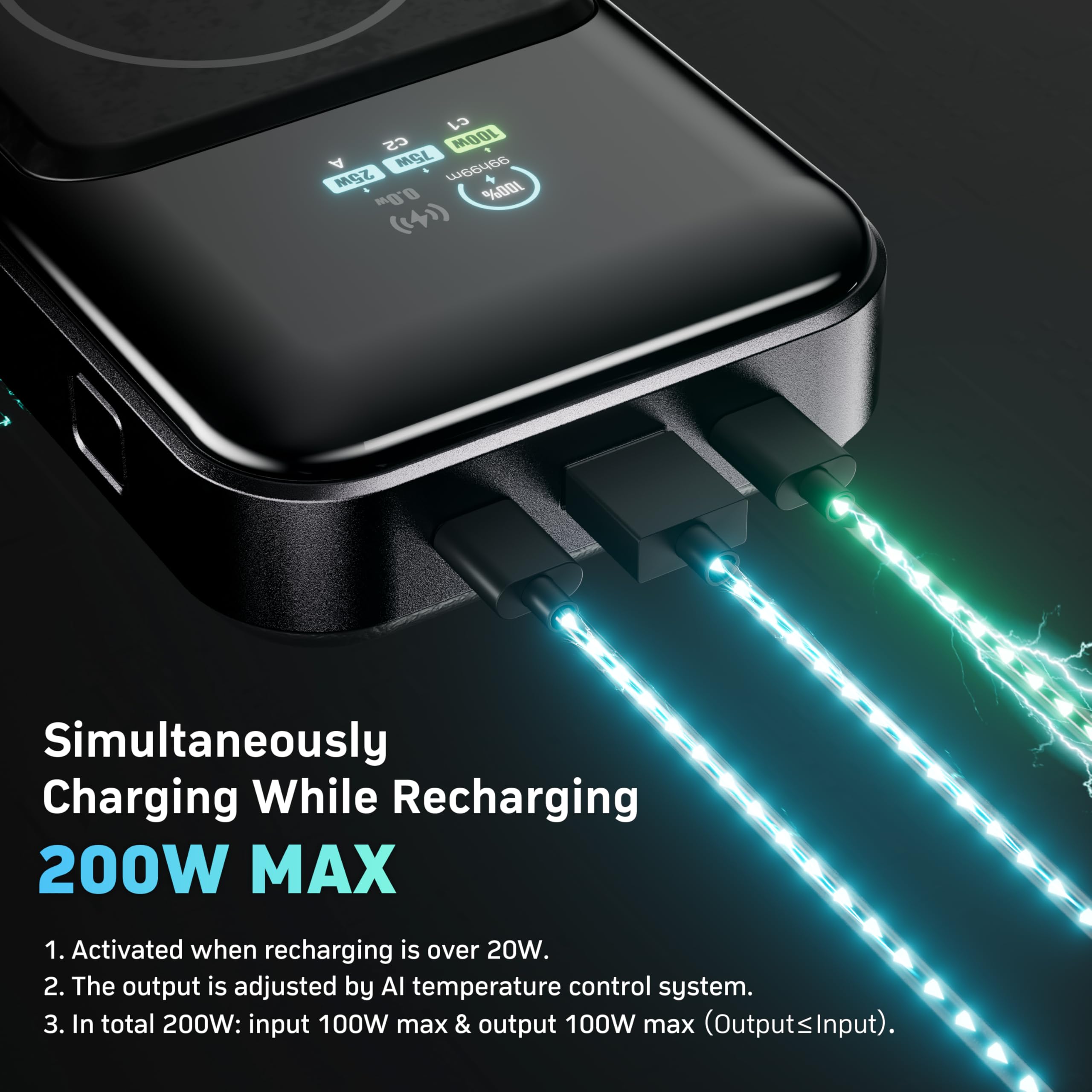 PowerX 250W 25,000mAh Magnetic Wireless Power Bank - 4-in-1 Portable Charger for Laptop, iPhone, Samsung, MacBook, DJI & AirPods (91.25Wh) | Fast Charging for Travel, Work & Outdoor Adventures