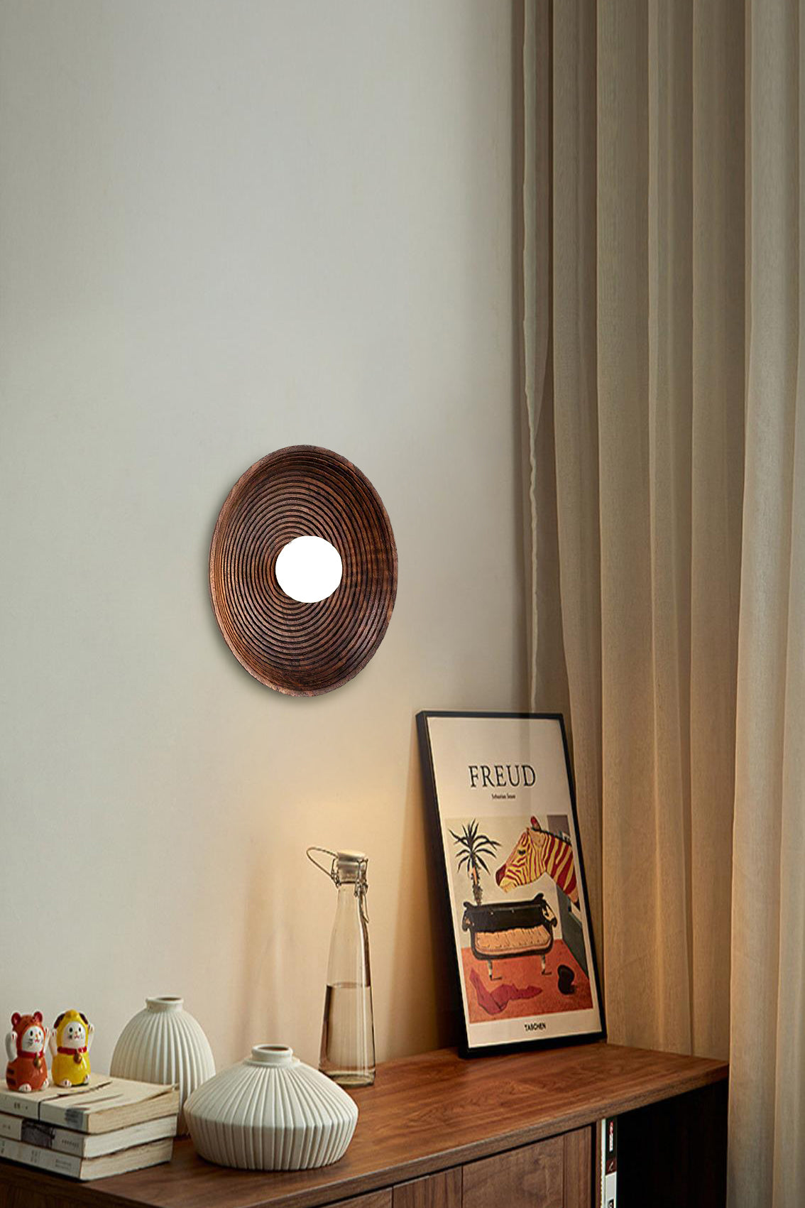 Modern Contour Wooden Wall Sconce - Handcrafted Wooden Light Fixture for Bedroom, Living Room & Hallway Decor - Rustic Home Lighting Solution