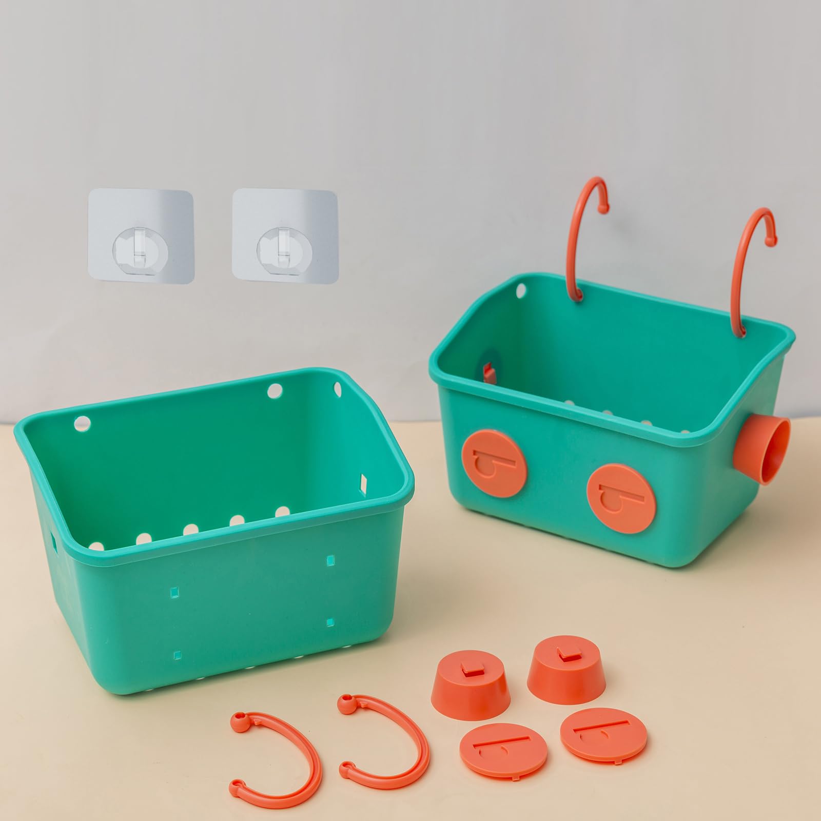 3-Tier Colorful Robot-Shaped Wall Mounted Bath Toy Storage Organizer Basket with Hooks - Perfect for Kids' Shower Caddy, Shampoo & Bath Accessories Organization in Bathroom