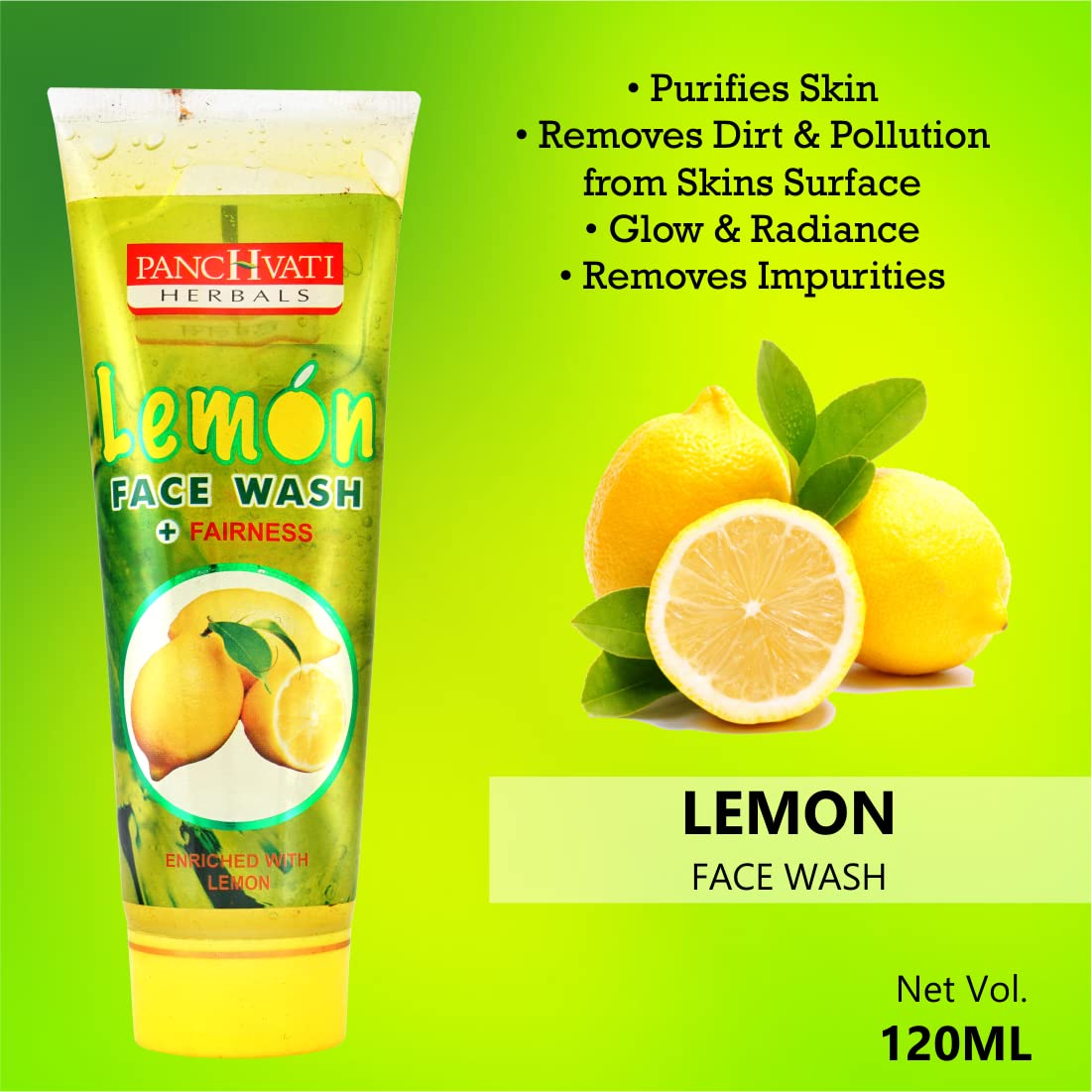Panchvati Herbals Acne Cream 10gm & Lemon Face Wash 60ml Combo - Fights Acne, Removes Black Spots & Pimples - Gentle Antioxidant-Rich Cleanser for Men & Women - Perfect for Daily Skincare & Blemish Control
