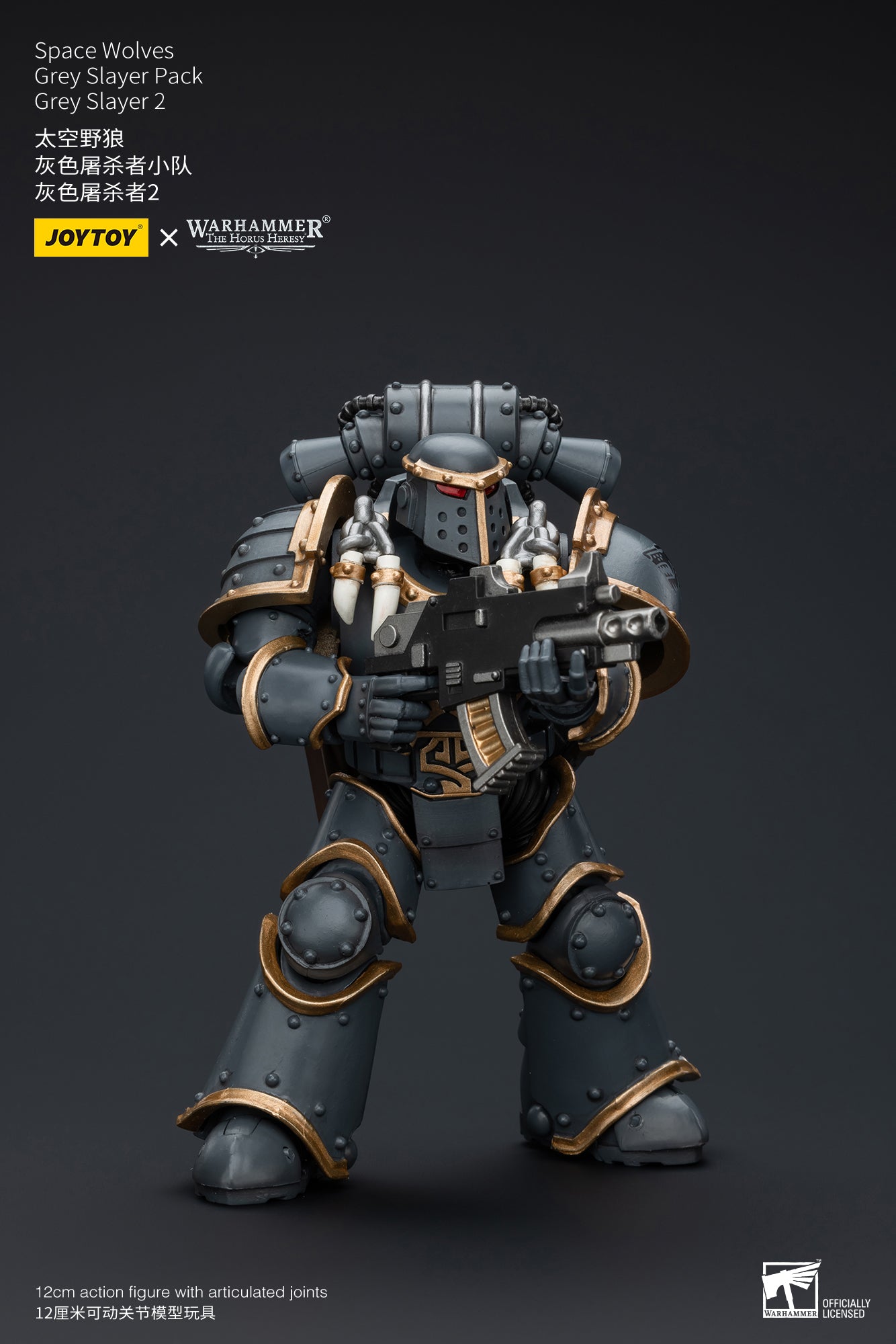 JOYTOY 1/18 Scale Warhammer The Horus Heresy Space Wolves Grey Slayer Action Figure Pack - Collectible Model for Display, Gaming & Warhammer 40K Battle Scenes