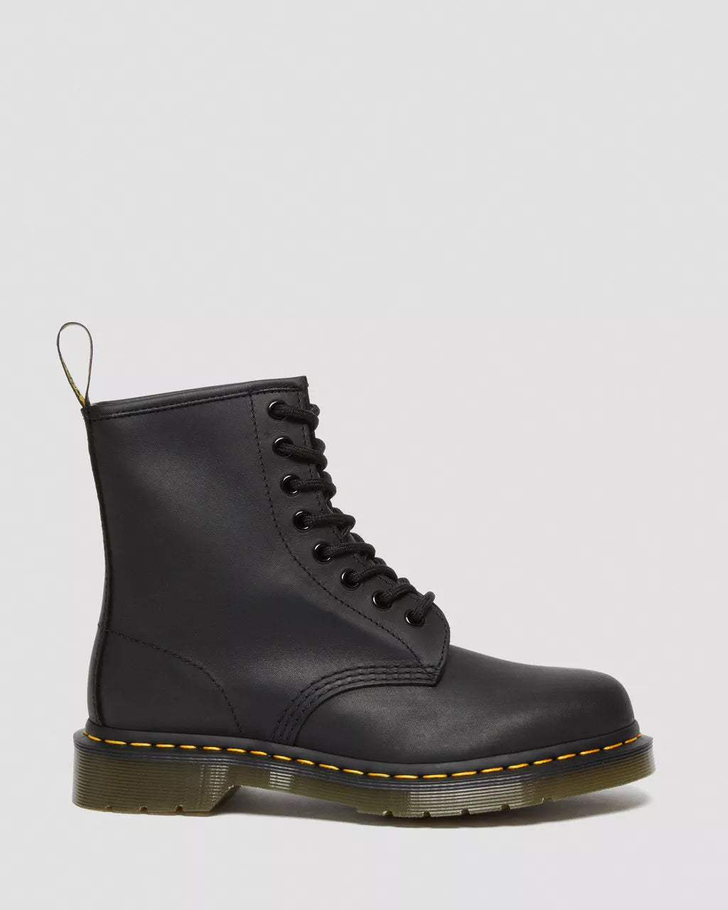 Dr. Martens 1460 Black Greasy Leather Lace-Up Boots for Men & Women - Classic 8-Eye Combat Boots for Punk, Gothic & Everyday Wear