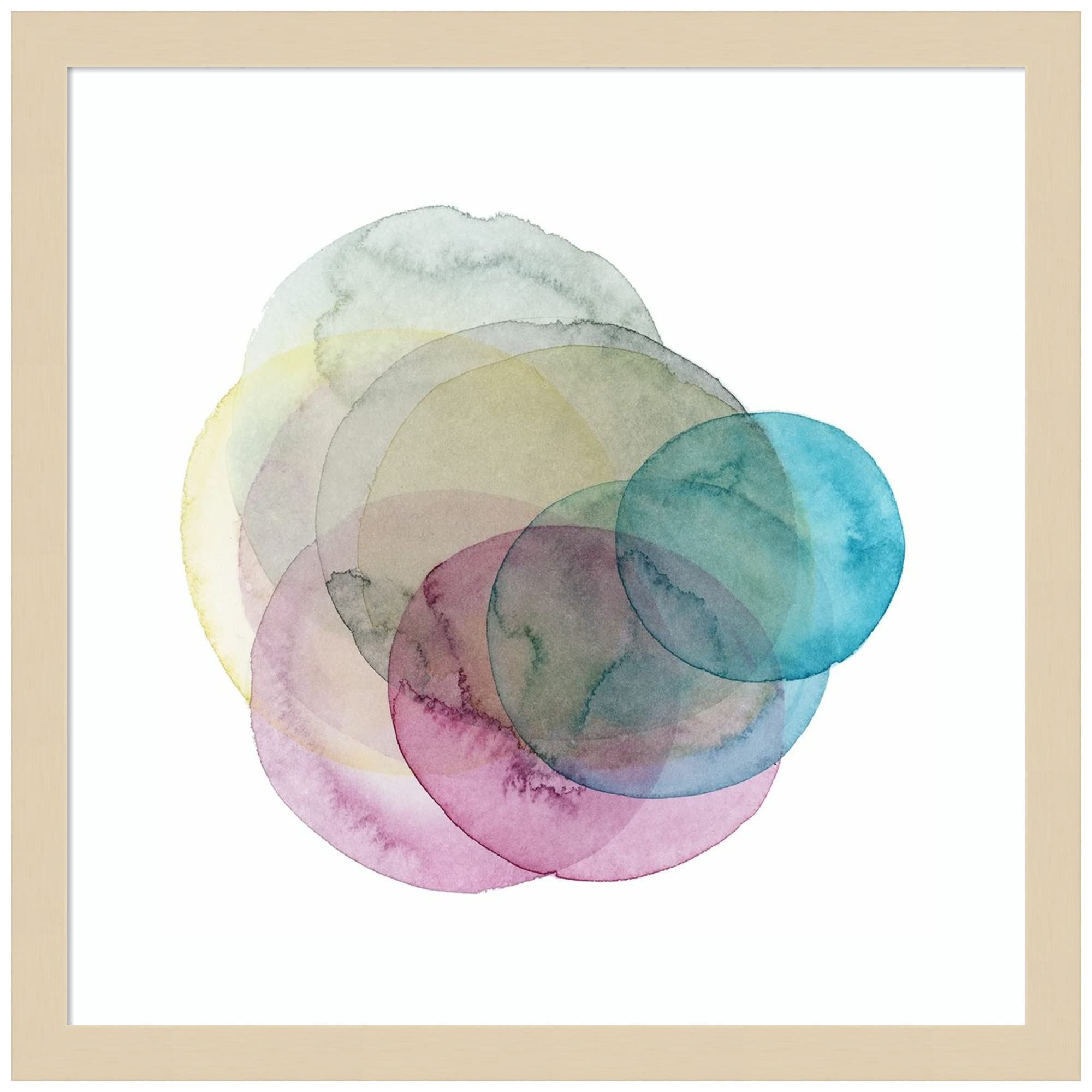 Grace Popp Evolving Planets II Wood Framed Wall Art Print - 17x17 Inches, Svelte Natural Frame - Modern Home & Office Decor, Living Room Bedroom Wall Decor, Unique Gift Idea