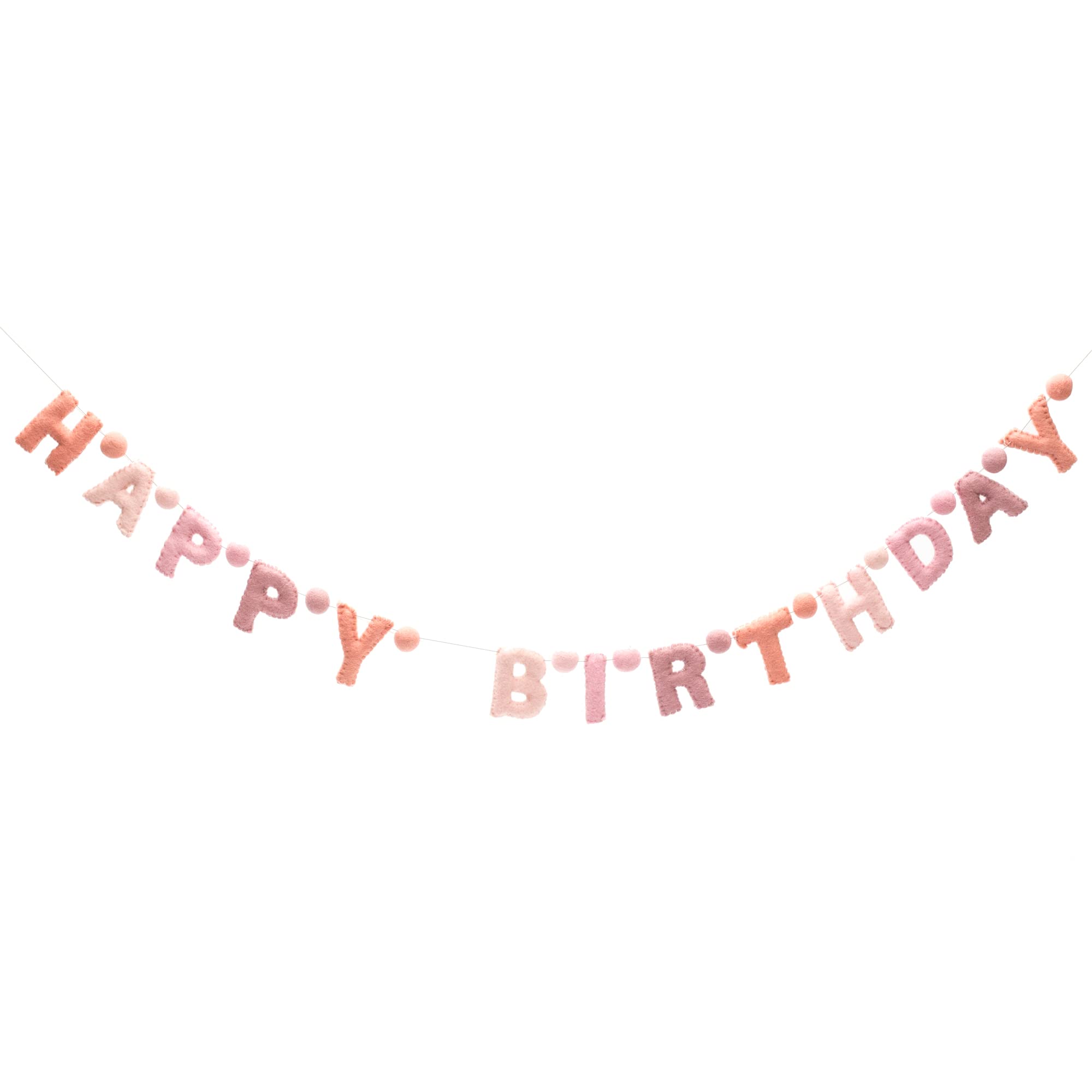 Glaciart One Happy Birthday Garland - Natural Handmade Wool Letters & Balls - 6Ft Rainbow Party Decor for Birthday Celebrations, Baby Showers & Home Decor - Ready-to-Hang Wall Art