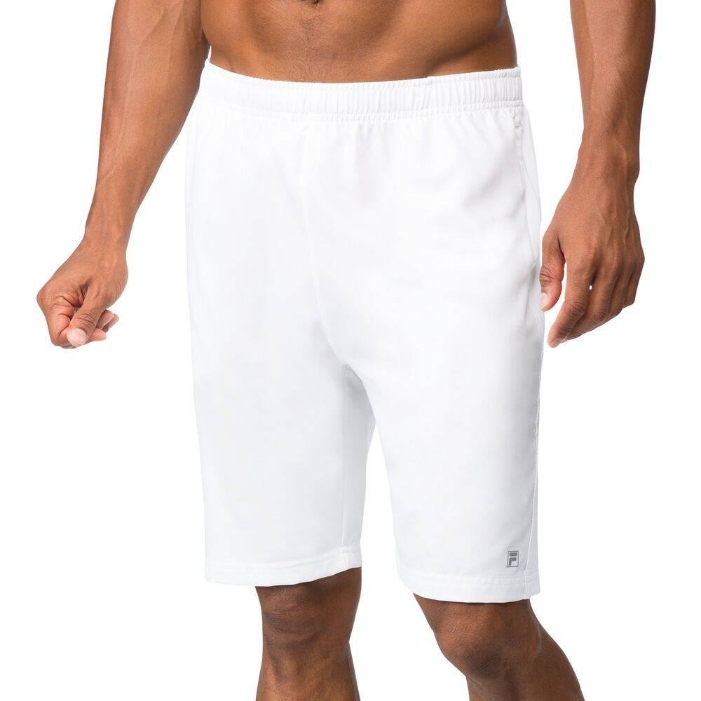 Fila Men's Core 9 Inch Athletic Shorts - White - Breathable Quick-Dry Workout Shorts for Running, Gym & Casual Wear