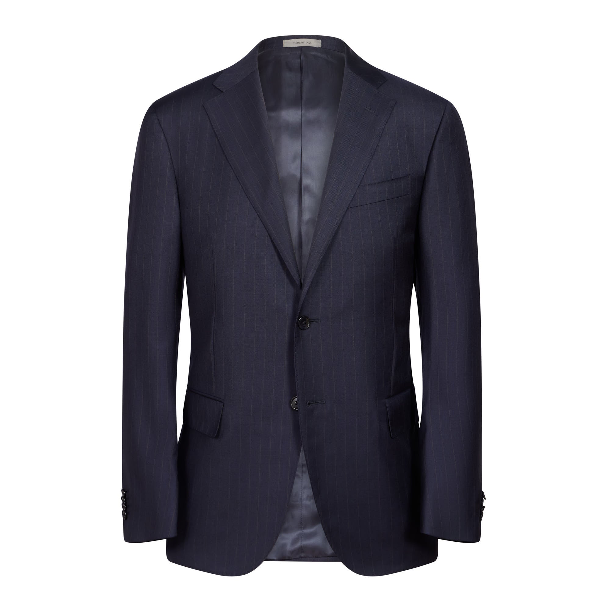 Premium CORNELIANI Men's Wool Striped Twill Suit - Navy/Brown (Regular Fit) | Business Formal Attire & Wedding Suit for Professional Occasions