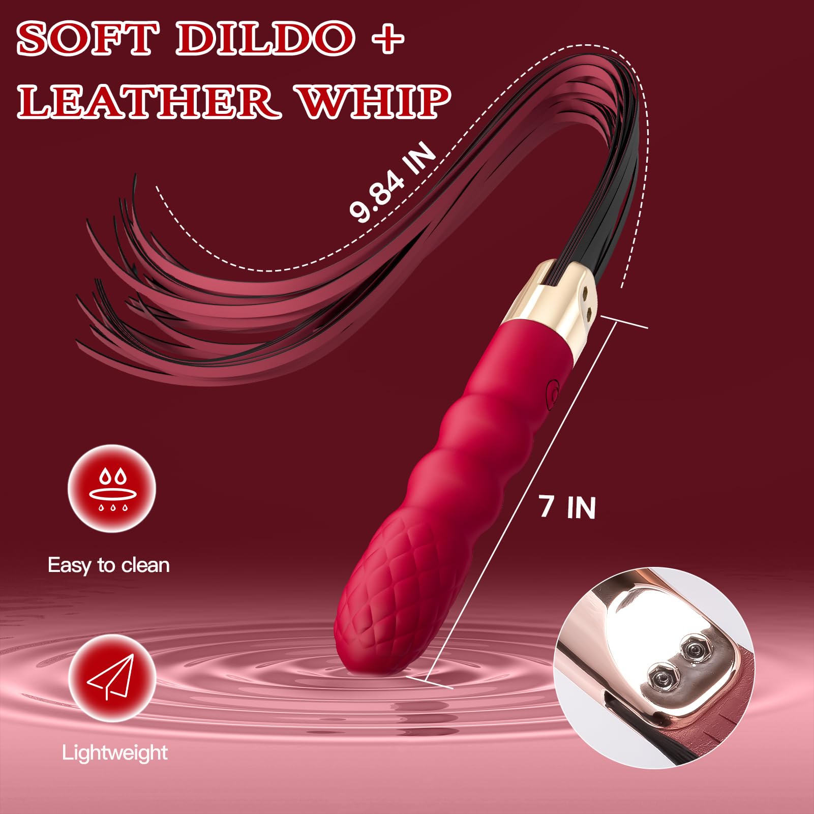 Premium Leather BDSM Whip with 10 Vibration Modes - Sensual SM Flogger for Anal, Nipple & Clitoral Stimulation | Adult Bondage Toy for Couples Play, BDSM Cosplay & Sensual Massage