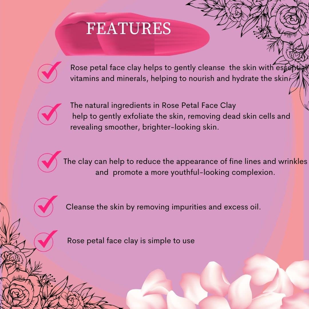 Premium Rose Petal Face Mask Powder - 200g for Radiant & Nourished Skin | All Skin Types | DIY Skincare & Spa Day at Home