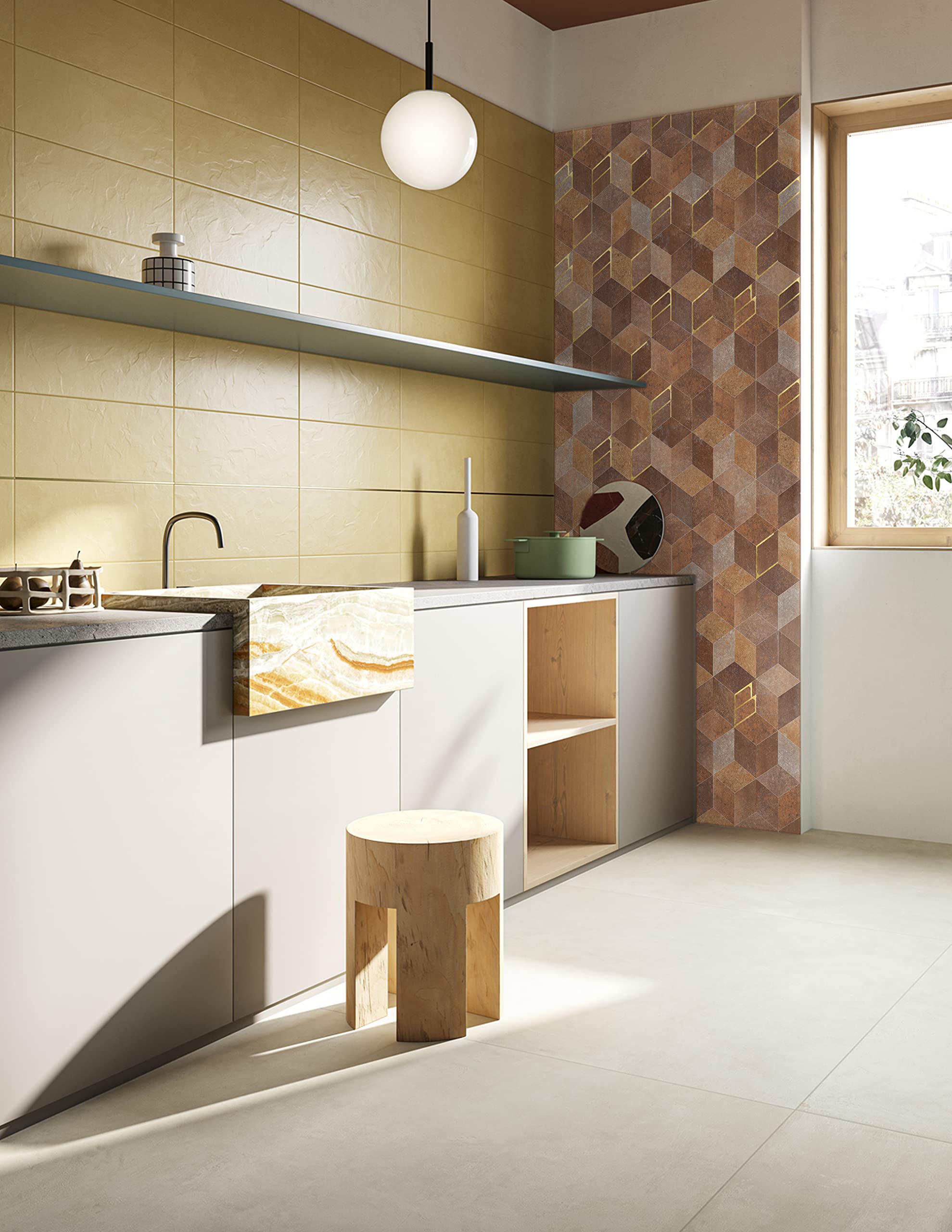 Colamo Single Sheet Peel and Stick Marble Backsplash - DIY Gold Bronzing Tiles with 26 Alphabet Letters - Self-Adhesive Wallpaper for Kitchen, Bathroom, Bedroom & Living Room Accent Walls (Venus Bronze) - Perfect for Home Renovation, Apartment Decor and Quick Room Makeovers