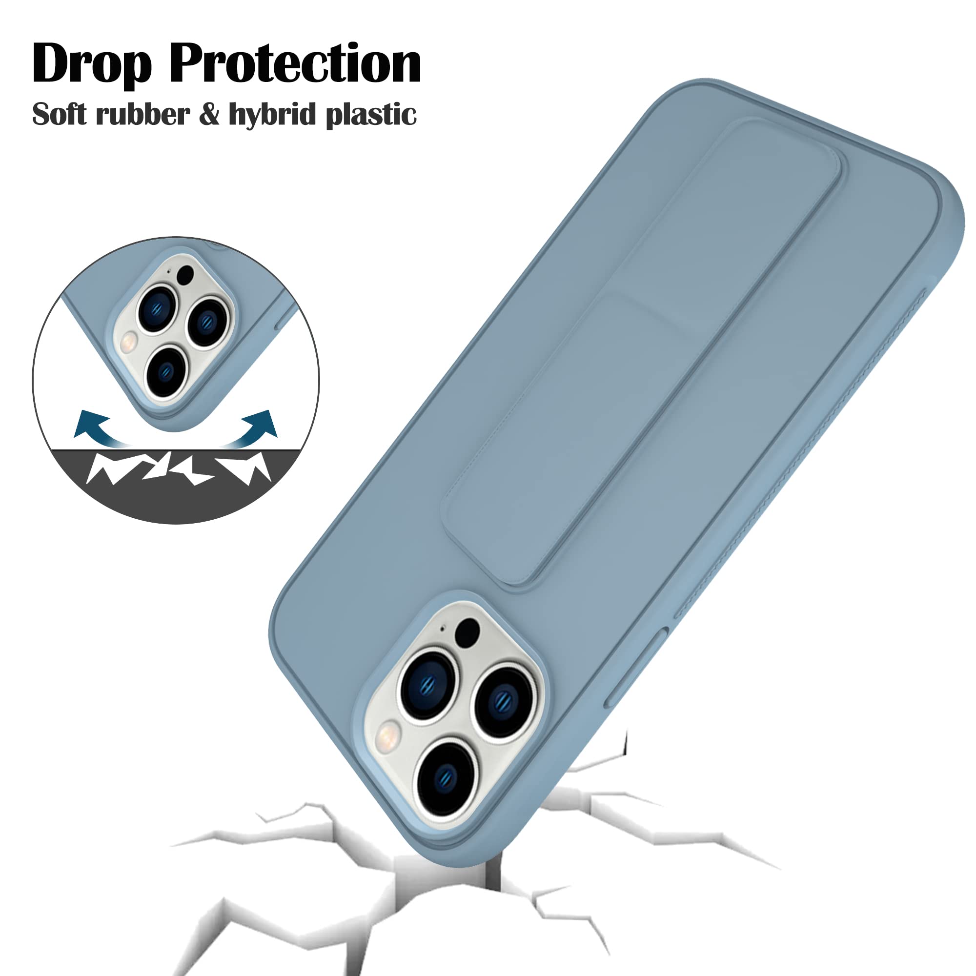 Varikke Magnetic Stand Case for iPhone 13 Pro Max - Slim Silicone Protective Cover with Kickstand, Vertical & Horizontal Viewing | Perfect for Work, Travel & Entertainment (Light Blue)