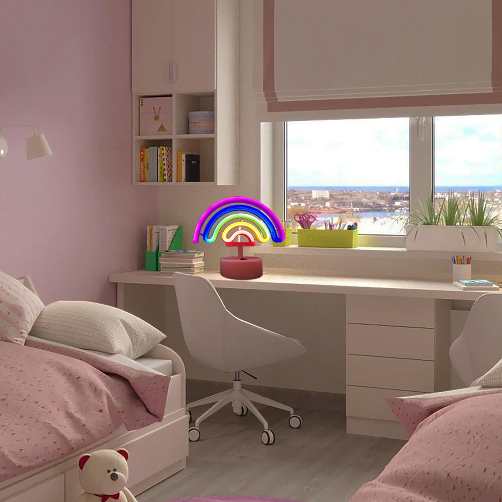 **Rainbow LED Desk Lamp for Kids - Adjustable Night Light, Study Lamp, Nursery Decor, Christmas & Birthday Gift for Boys & Girls - Perfect for Homework, Reading & Bedtime**