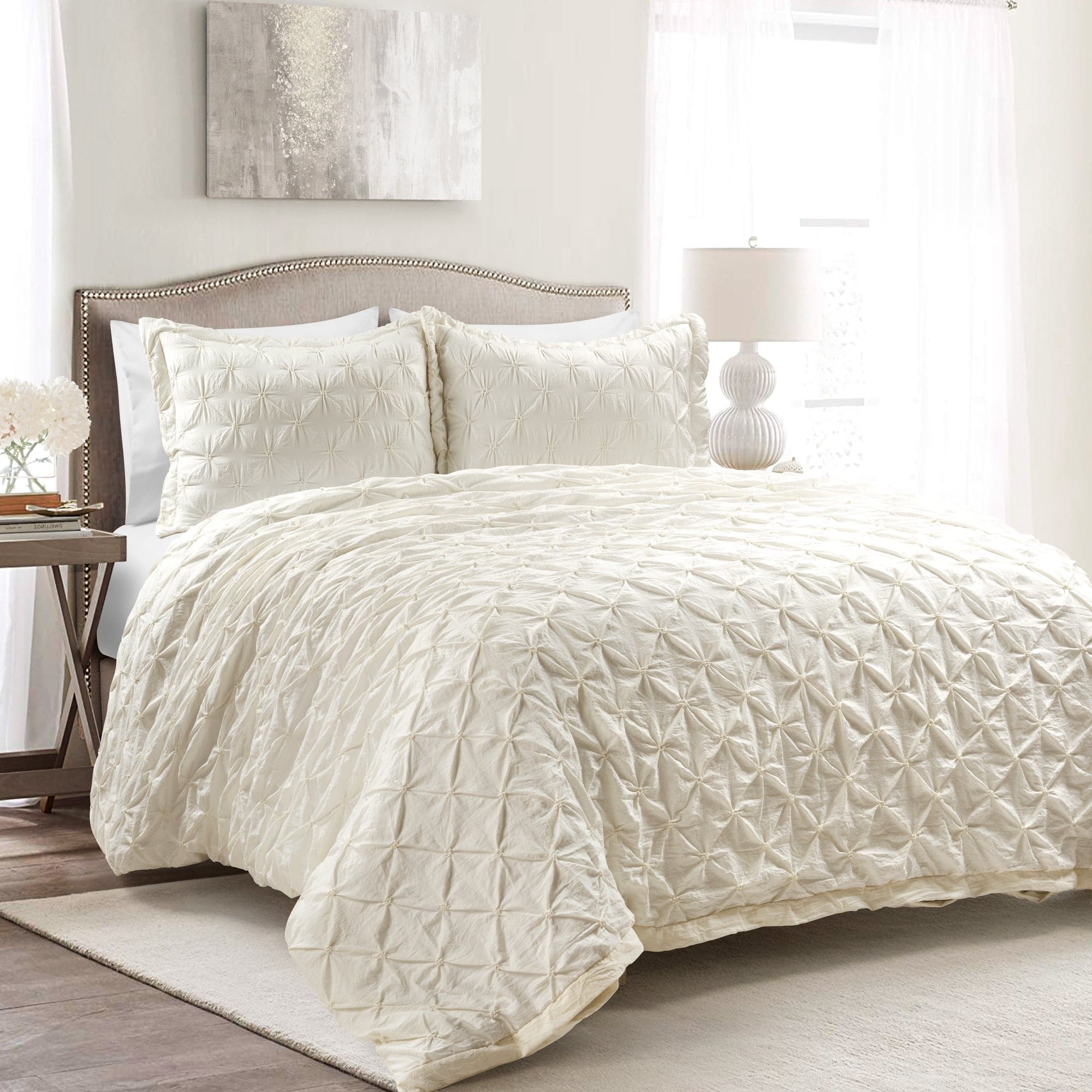Ravello Pintuck 3-Piece Duvet Cover Set - Soft Luxury Bedding for Master & Guest Bedrooms - Perfect for Modern & Traditional Home Decor