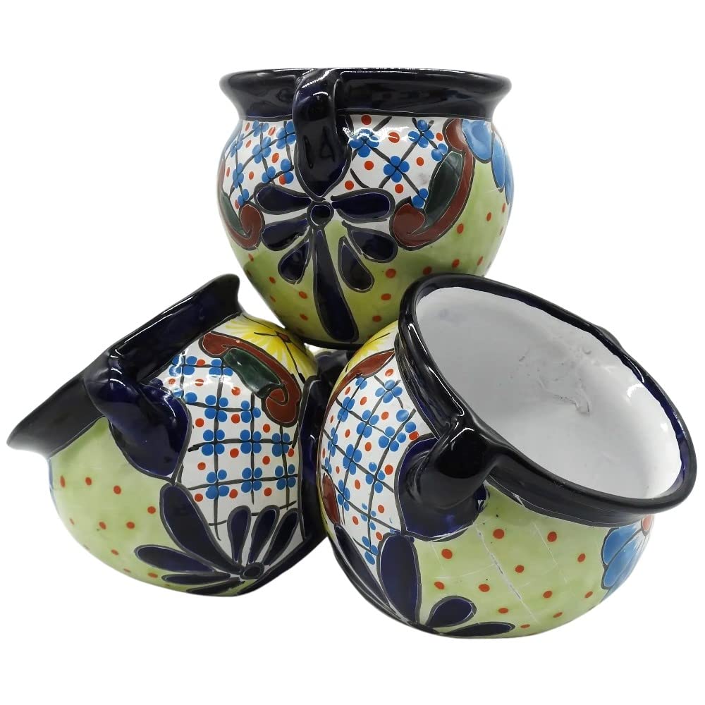 Hand-Painted Michoacana Cluster Pot from Puebla - Multi-Colored Glazed Ceramic Planter for Indoor & Outdoor Plants - Perfect for Home Decor, Gardens, and Patios