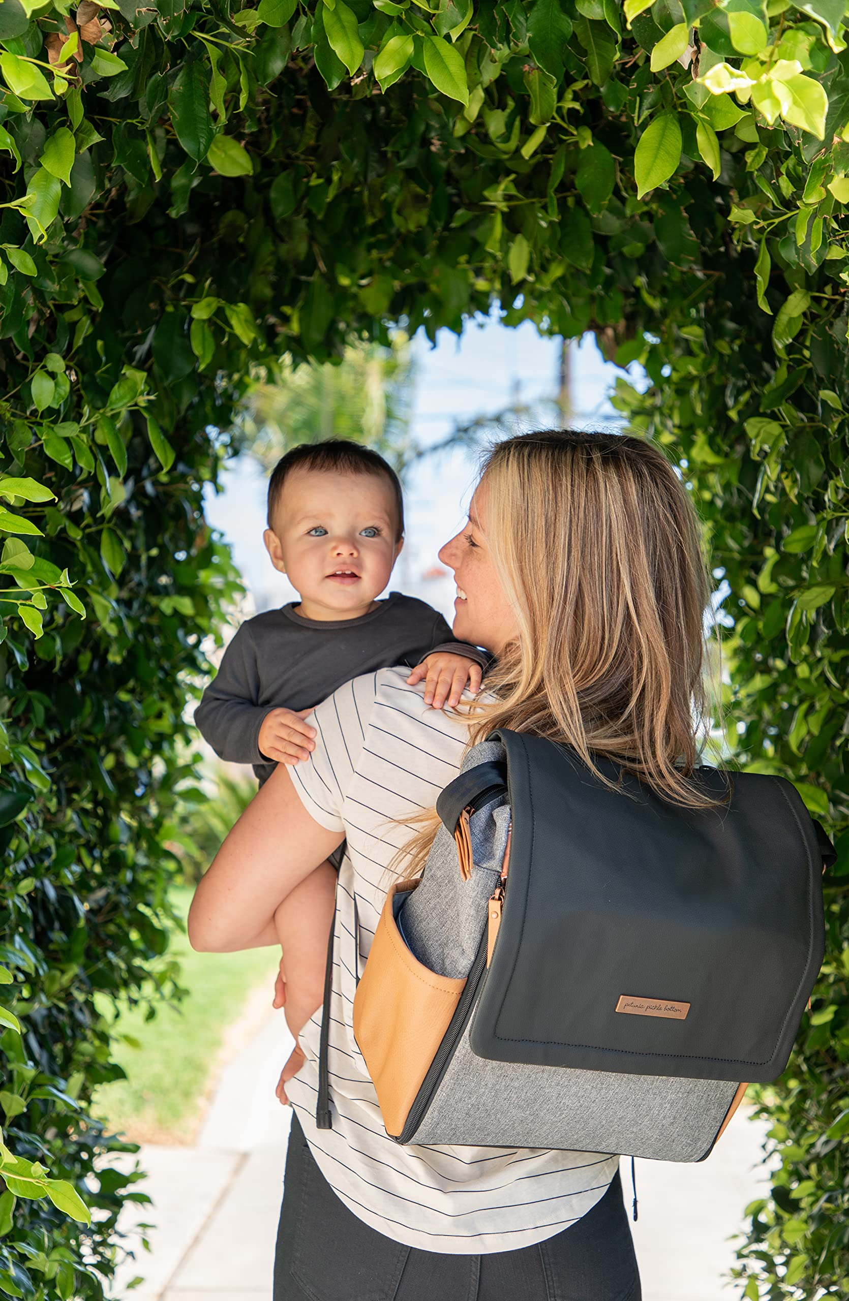Petunia Pickle Bottom Boxy Backpack Diaper Bag - Stylish & Spacious Baby Backpack for Moms & Dads | Waterproof Travel & Everyday Use | Perfect for Daycare, Outings & Work Commute | Camel/Graphite