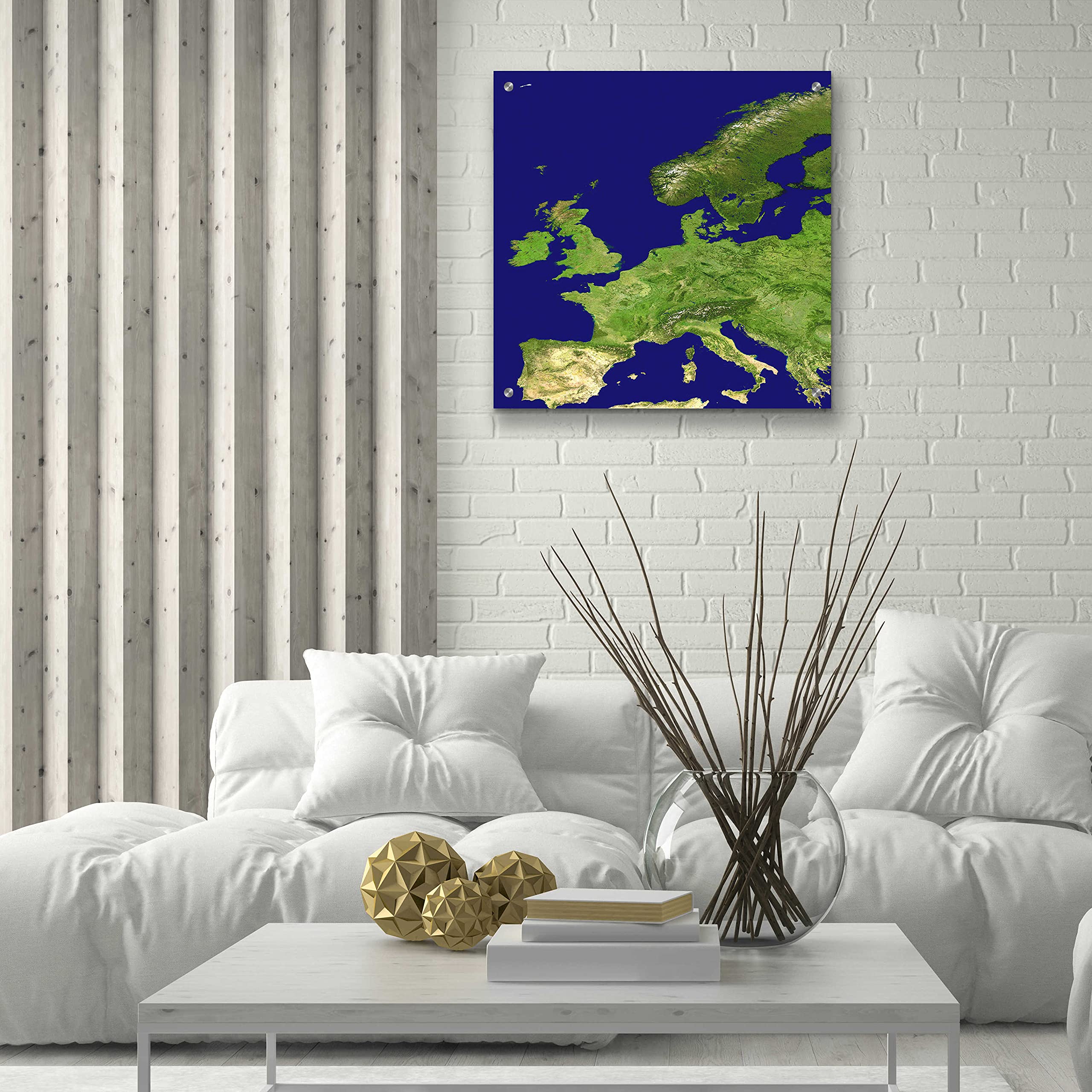 Epic Art 'Earth as Art: Europe' Acrylic Glass Wall Decor - 24x24 Inch Modern Home & Office Artwork - Perfect for Living Room, Bedroom, or Office Decoration