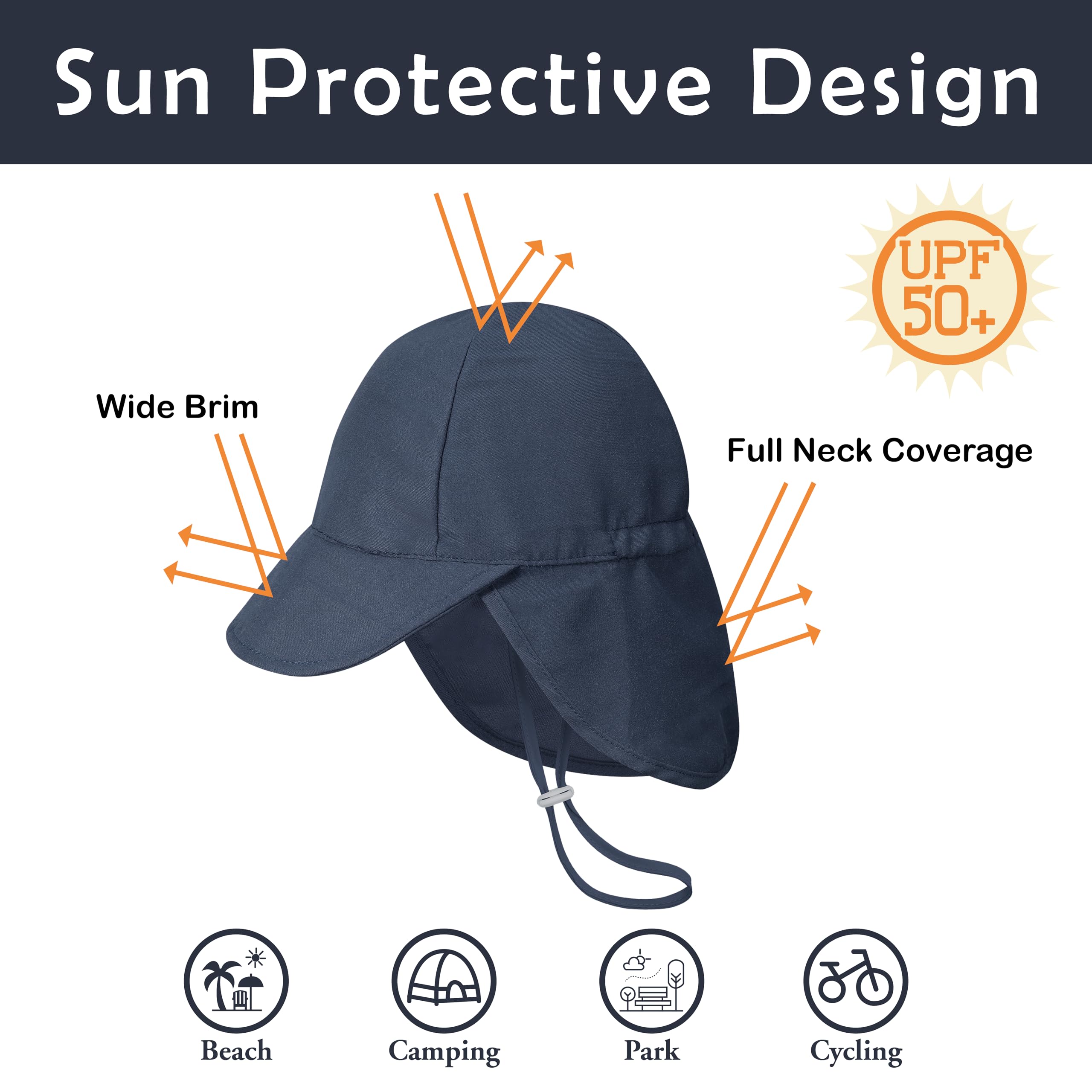 2 Pack Baby Sun Hats UPF 50+ UV Protection - Toddler Beach Hat for Boys & Girls 0-4 Years - Soft Brim Sun Hat for Outdoor Play, Pool, Beach & Summer Activities