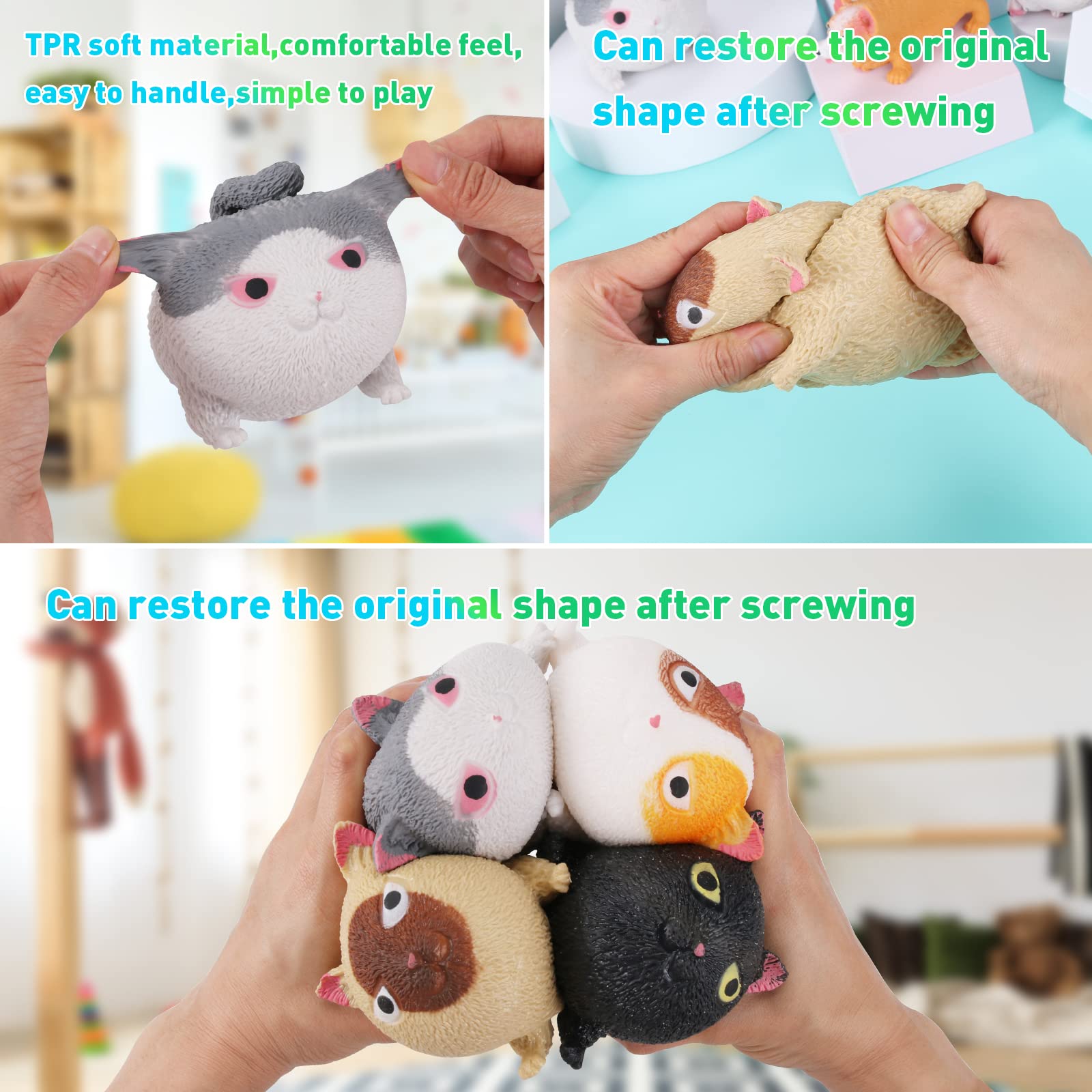 Cute Cat-Shaped Squishy Stress Ball - Fun Fidget Toy for Kids & Adults - Perfect for Christmas Gifts, Party Favors, and Anxiety Relief - Gray Soft Sensory Squishies for Office, School, and Home Use