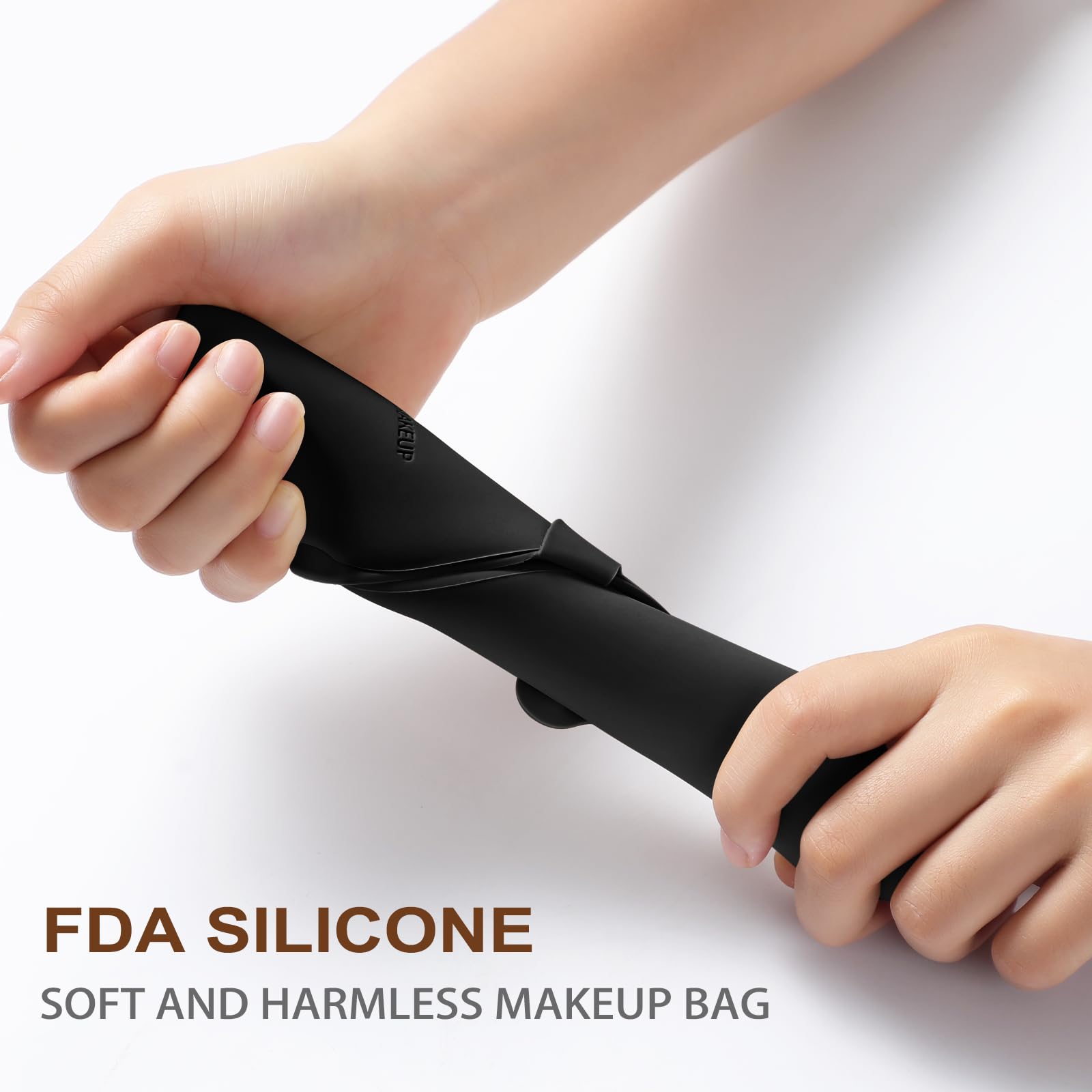 Portable Silicone Travel Makeup Brush Holder - Anti-Slip Cosmetic Brush Organizer with Soft Case | Perfect for On-the-Go Makeup Application, Vacation Essentials & Professional Makeup Artists