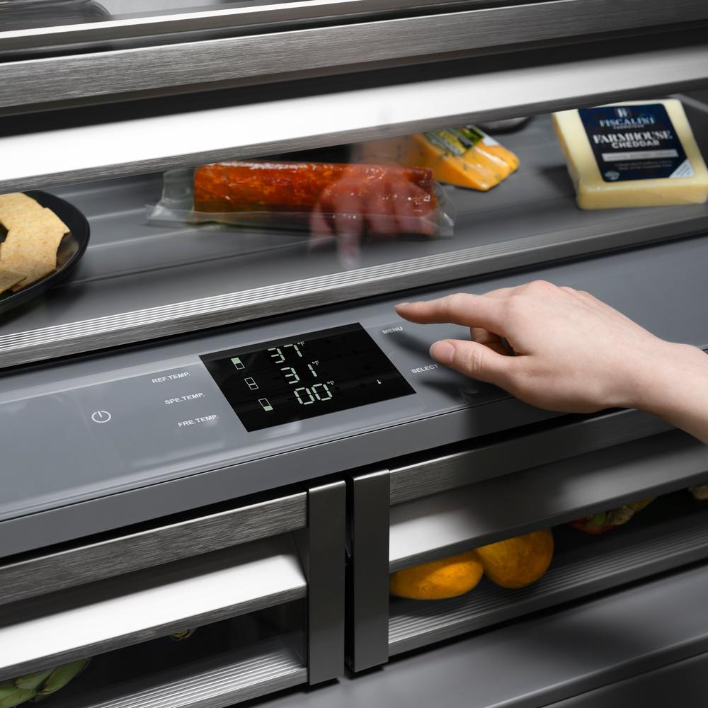 ZLINE Autograph Edition 36 Inch 19.6 Cu Ft French Door Built-In Bottom Freezer Refrigerator with Water Dispenser & Ice Maker - Stainless Steel with Graphite Gray Interior & Matte Black Accents (GRBIVZ 304 36MB) - Perfect for Modern Kitchens & Open Concept Homes