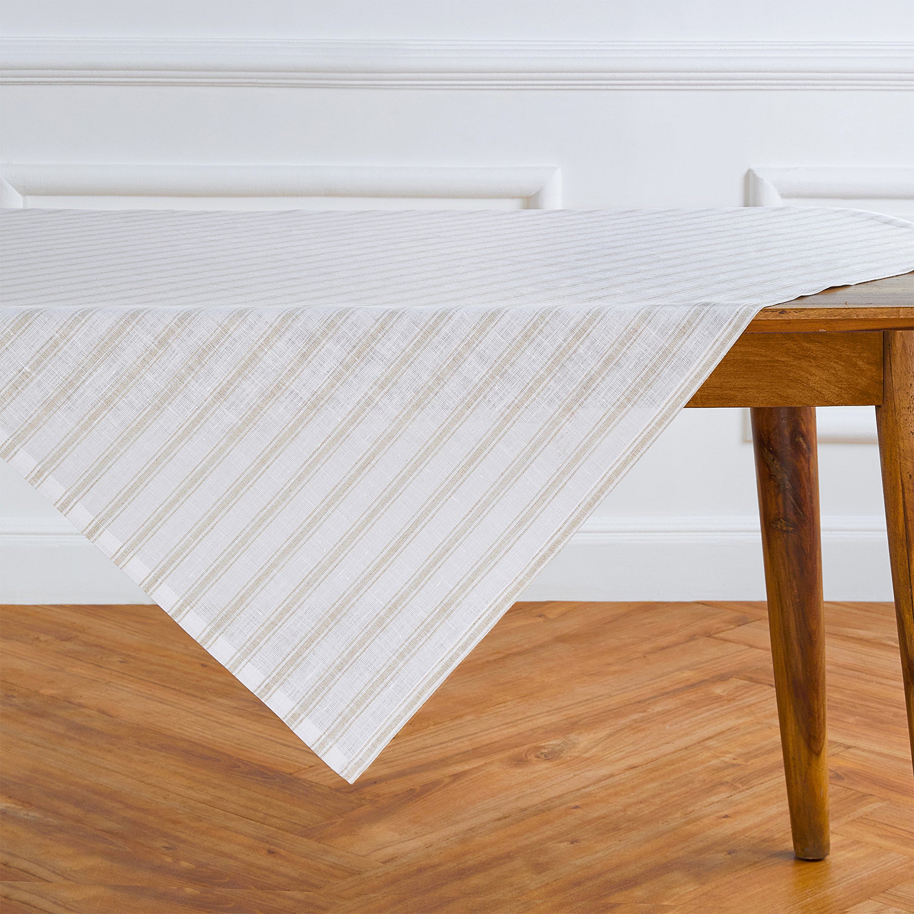 Stylish Capri Ticking Stripe Table Throw - Cotton Blend Tablecloth for Dining Room, Kitchen, and Outdoor Picnics