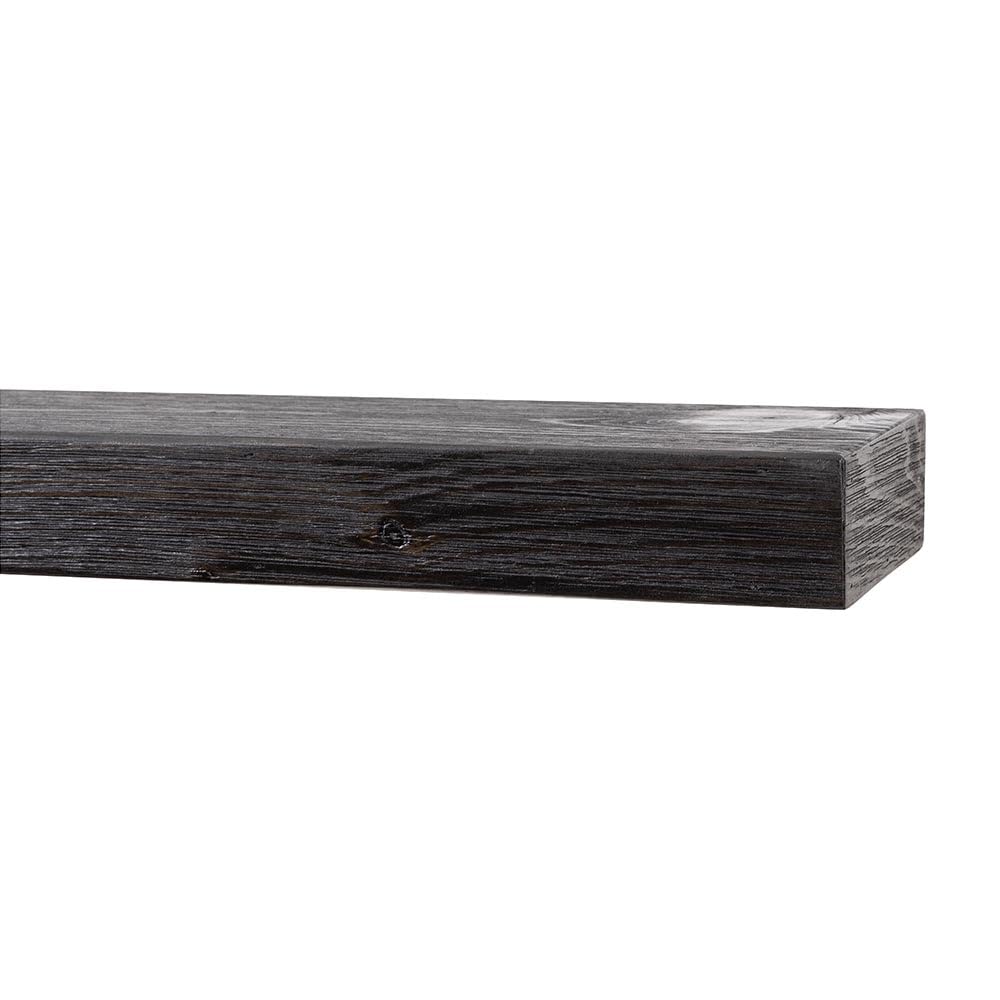 54 Inch Modern Ember Vara Wood Floating Mantel Shelf - 3 Inch Height with Natural Grain Variations & Distressing - Wall Mounted Wooden Shelf for Fireplace Decor, Living Room, Bedroom & Home Interior Design