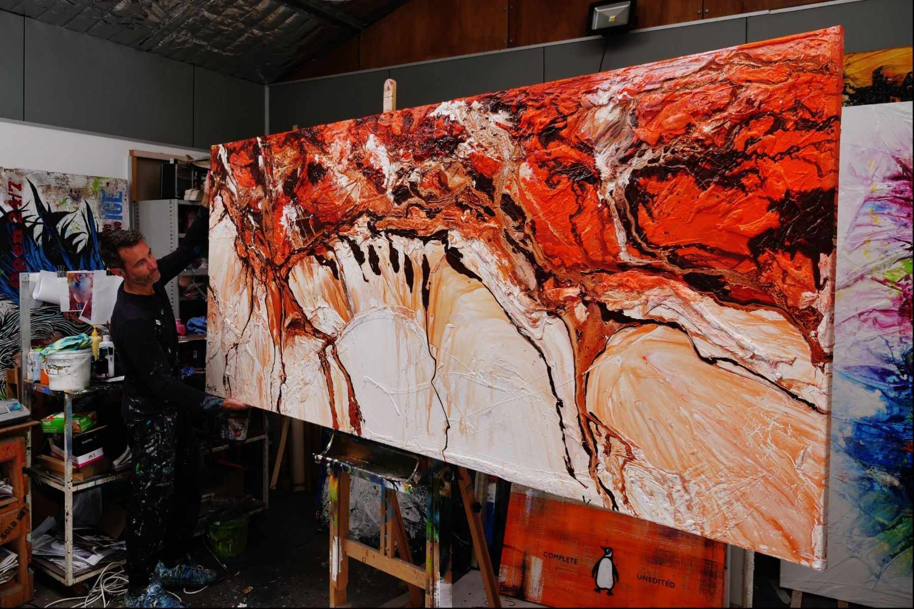 Jupiter Ascending 270cm x 120cm Brown White Textured Abstract Canvas Art - Perfect for Living Room, Bedroom, or Office Wall Decor