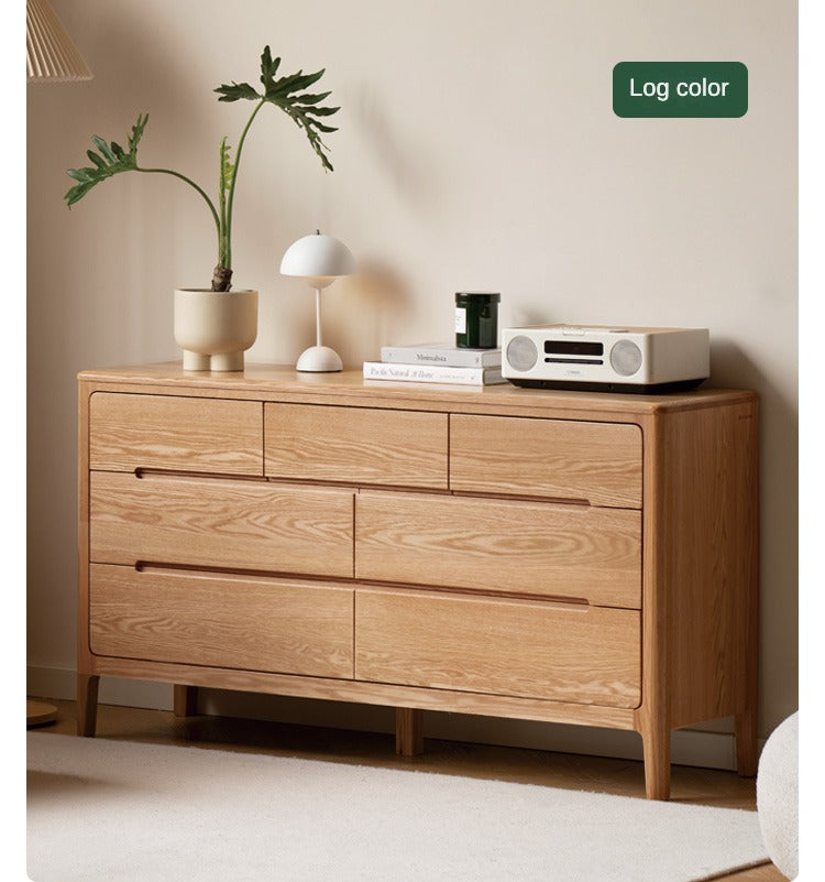 Solid Oak Wood Seattle Wide Chest of Drawers - 6-Drawer Dresser for Bedroom Storage & Organization | Perfect for Home, Office, or Dorm Room Furniture