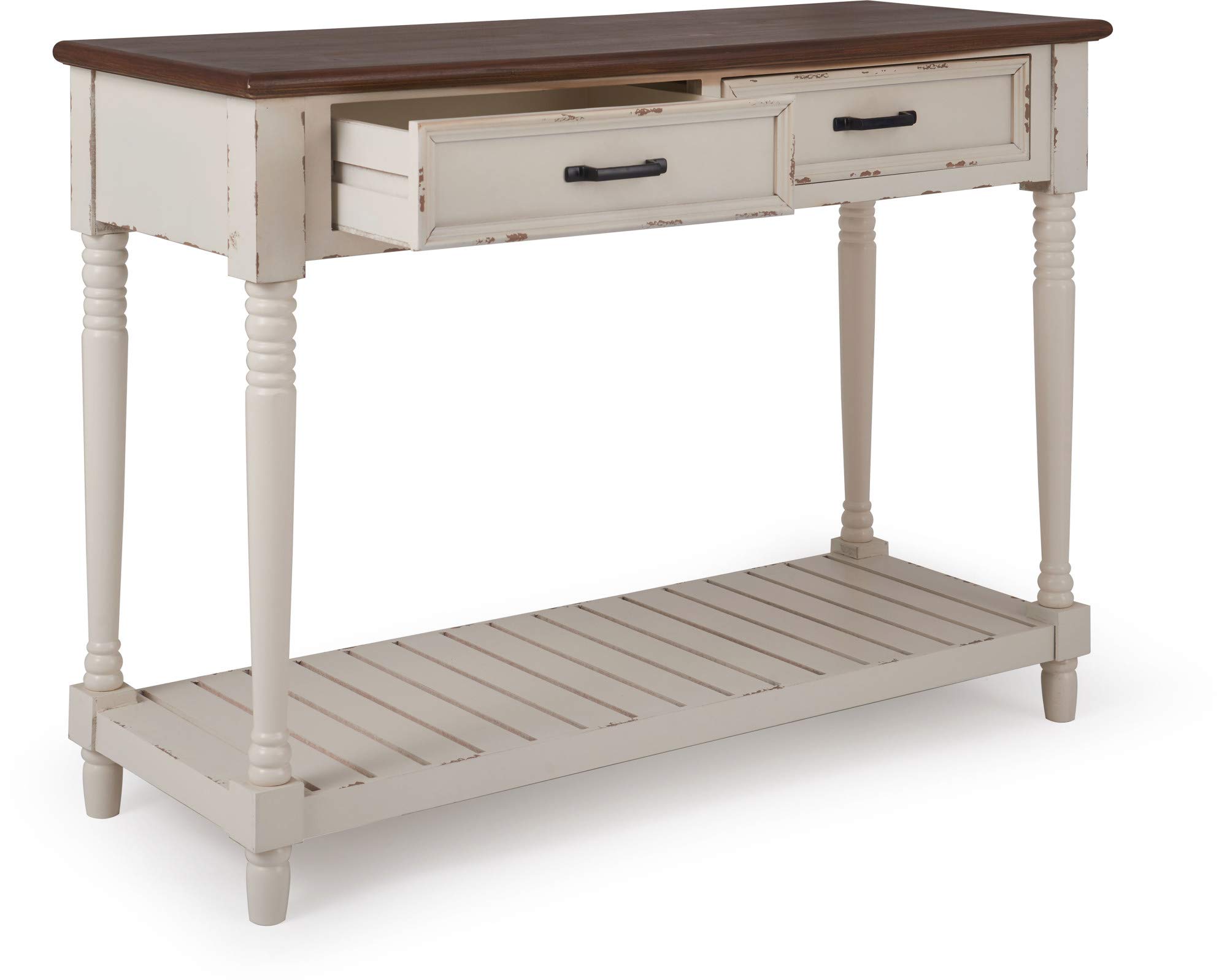 ClickDecor Baker Modern Console Table - White Entryway Storage & Home Office Writing Desk with 2 Drawers | Mid-Century Living Room Furniture for Small Spaces | Perfect for Hallway Organization, Apartment Decor & Workspace Solutions