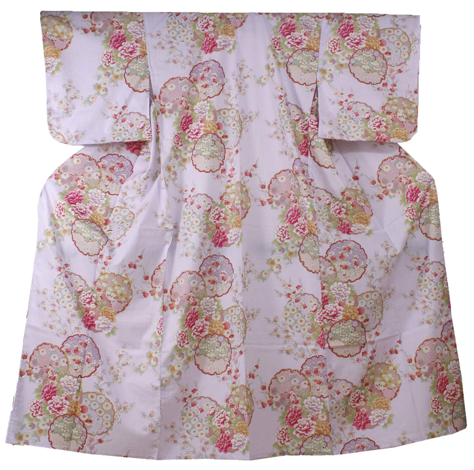 Women's Cotton Kimono Yukata Robe - Light Purple Floral Print, Medium (56