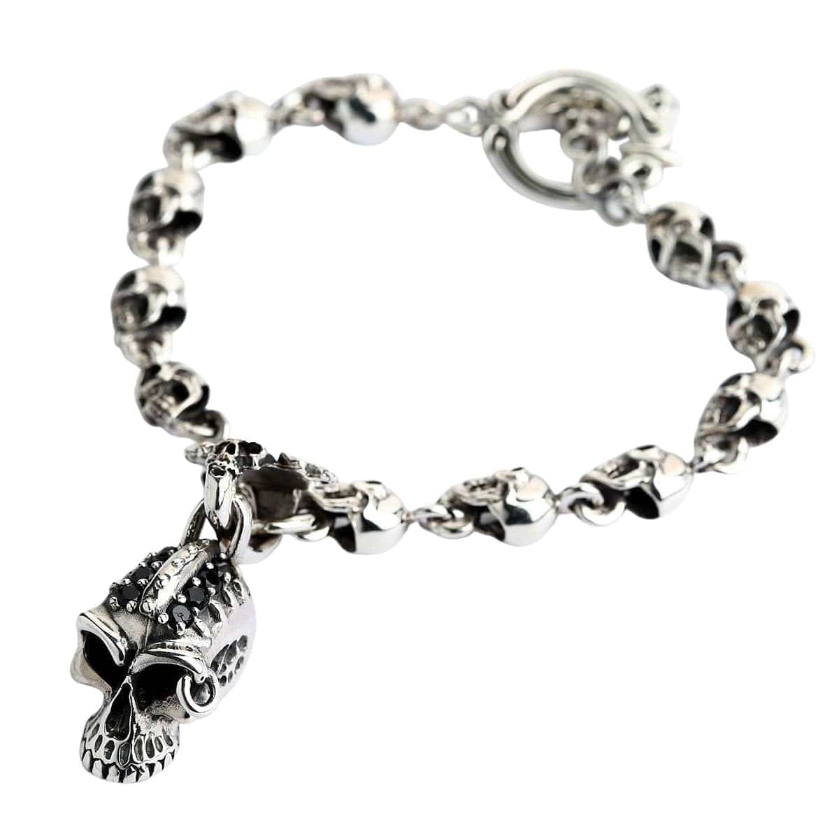 Punk Skull Bracelet in Sterling Silver - Gothic Jewelry for Men & Women - Perfect for Rock Concerts, Halloween & Edgy Fashion