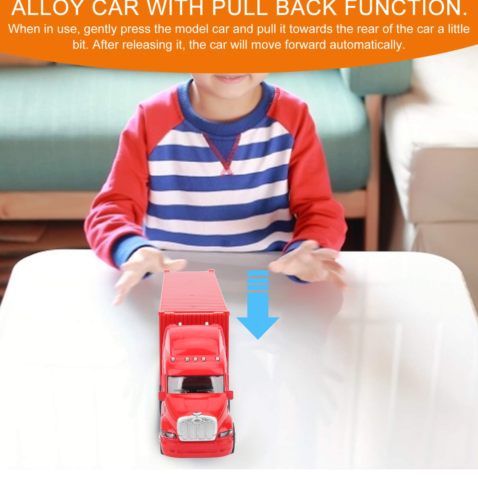 Pull Back Car Toy - High Simulation Alloy Container Truck with Sound & Light, Kids Educational Vehicle Toys (Red) | Perfect for Early Learning, Birthday Gifts & Pretend Play