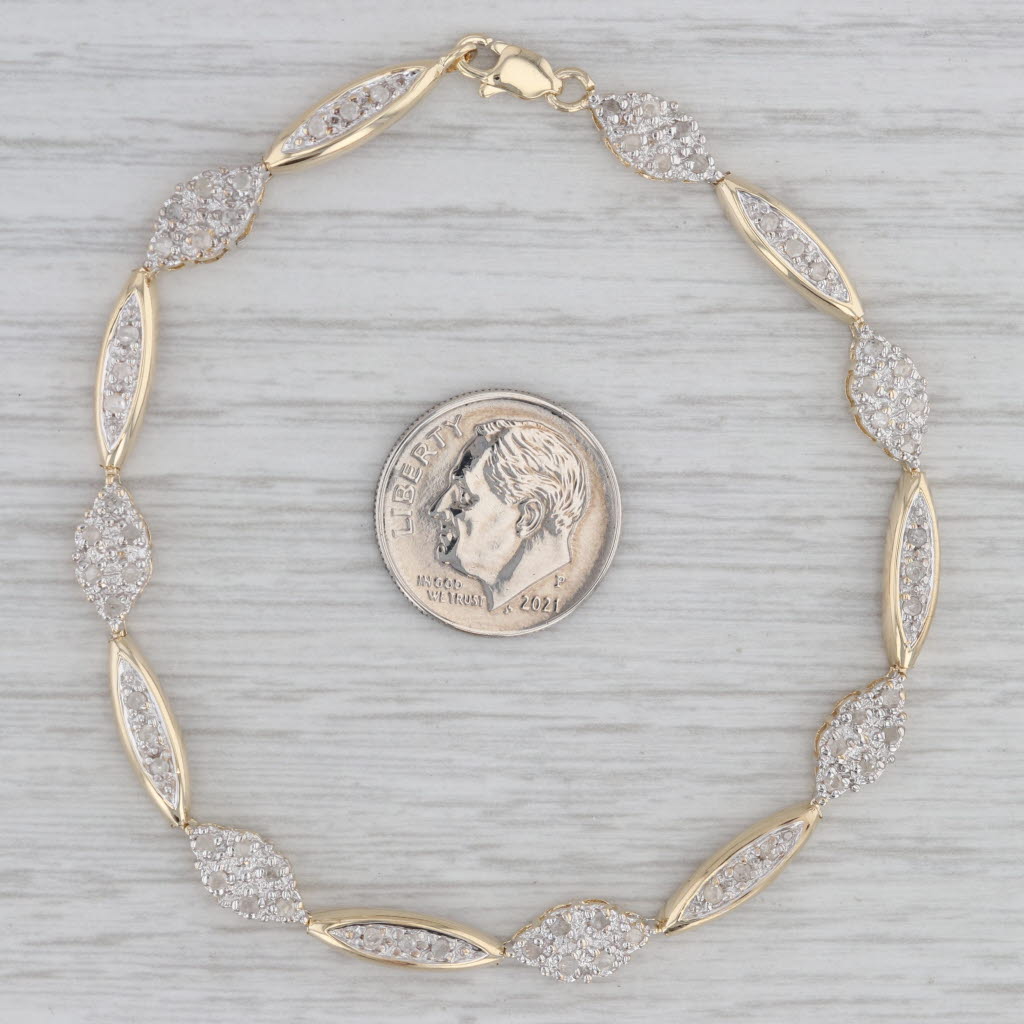 0.60ctw Diamond Cluster Bracelet - 10k Yellow Gold - 7.5 Inch - 6mm Width - Elegant Jewelry Gift for Women - Perfect for Weddings, Anniversaries & Special Occasions