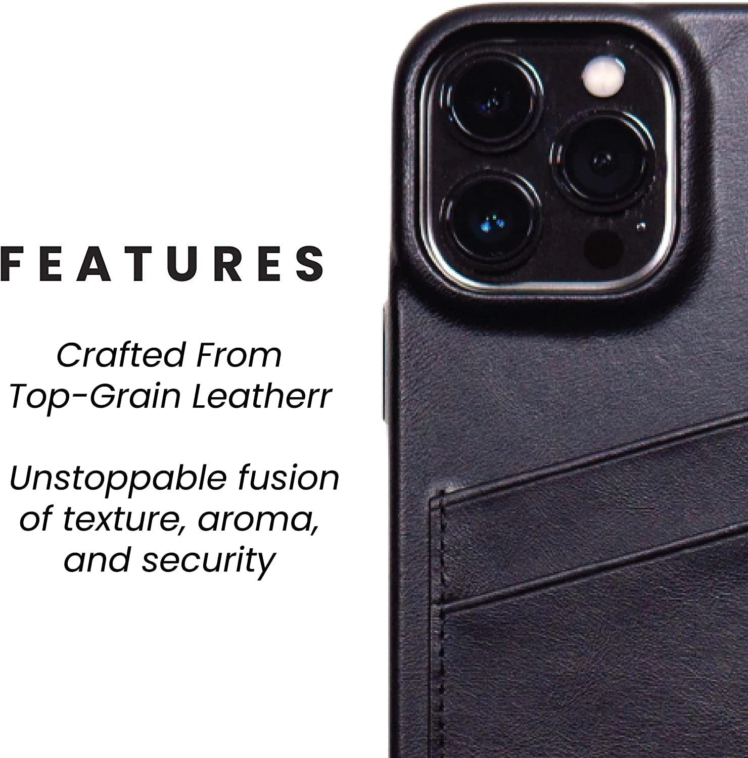 Premium Leather Phone Case for Apple iPhone 13 Pro Max - Bullstrap Black Edition | Slim Protective Wallet Portfolio | Perfect for Business Professionals & Daily Use