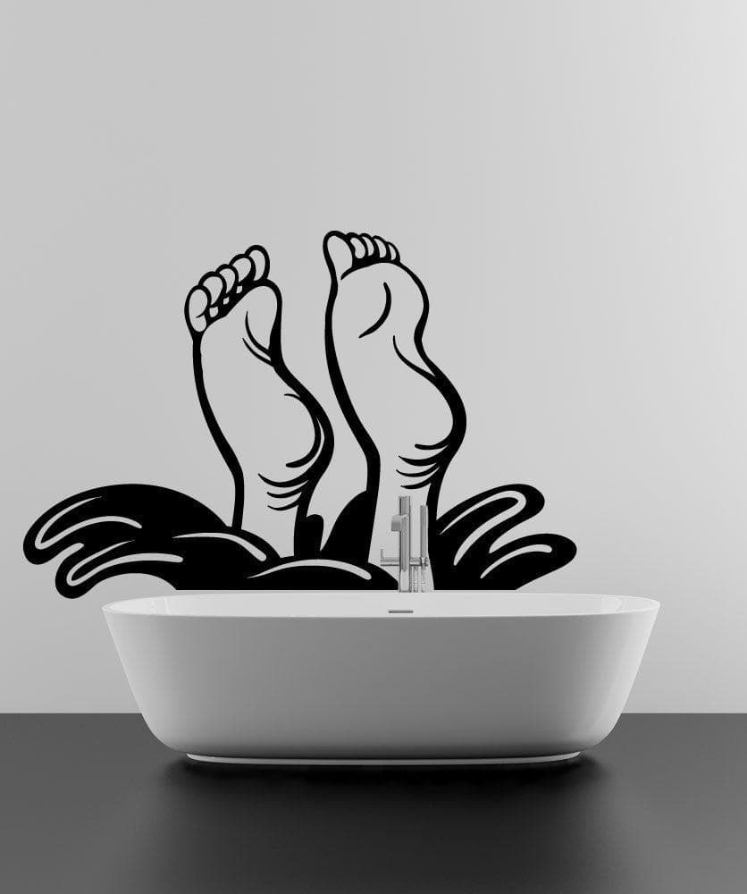 Diving Feet Vinyl Wall Decal Sticker - Waterproof & Removable Home Decor for Bathroom, Pool, Kids Room - #OS_MB1166