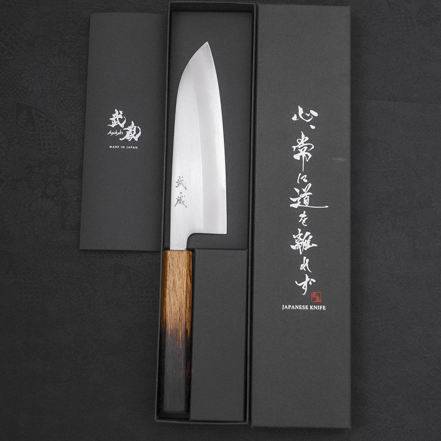 Premium Santoku Knife 165mm - White Steel #1 Polished Blade with Yaki Urushi Handle - Japanese Kitchen Knife for Slicing, Dicing & Chopping Vegetables, Meat & Fish - Perfect for Home Chefs & Professional Kitchens
