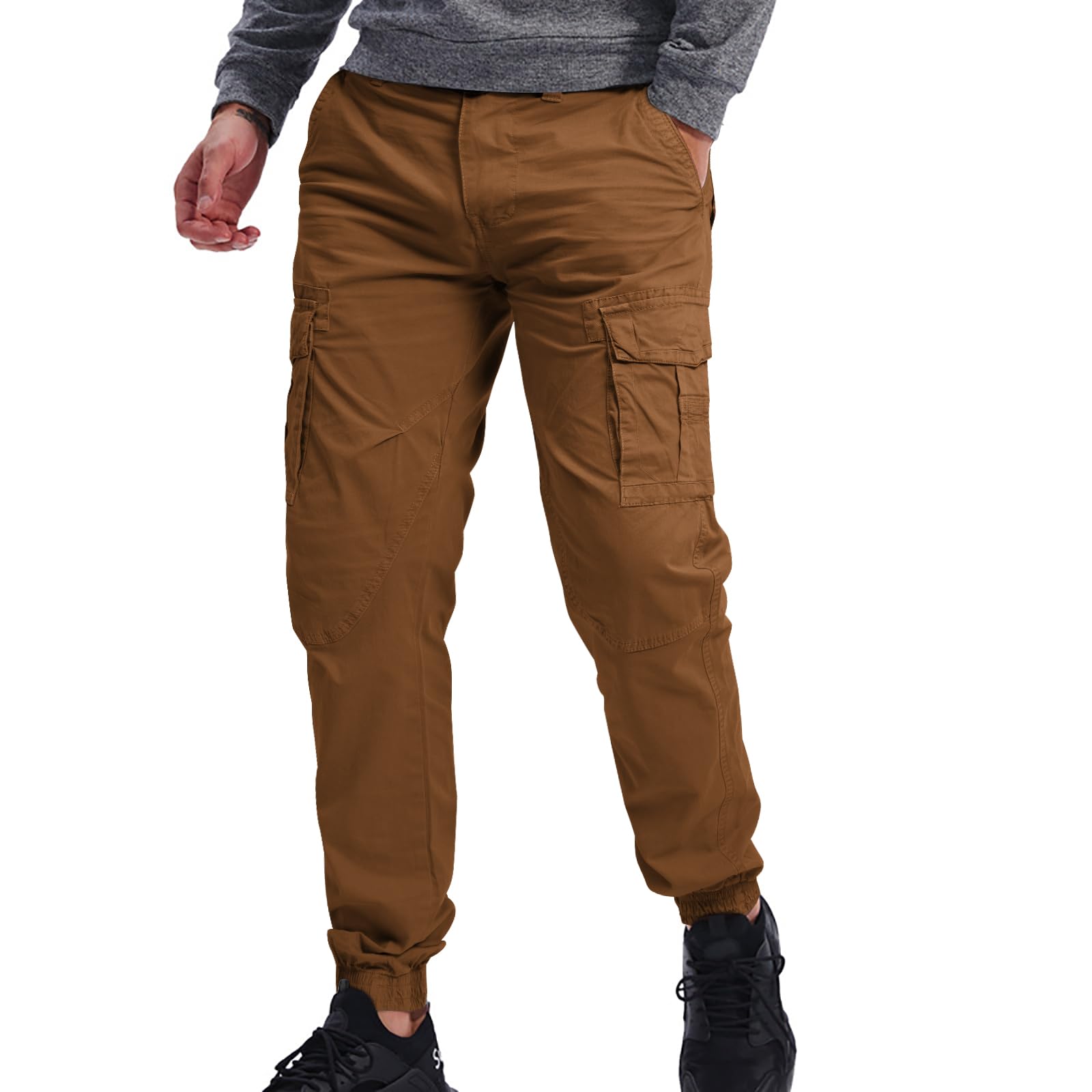 OUTSON Men's Relaxed Fit Cargo Pants with 8 Pockets - Tactical Work Pants for Outdoor, Hiking & Casual Wear - Durable Ripstop Fabric for Comfort & Mobility
