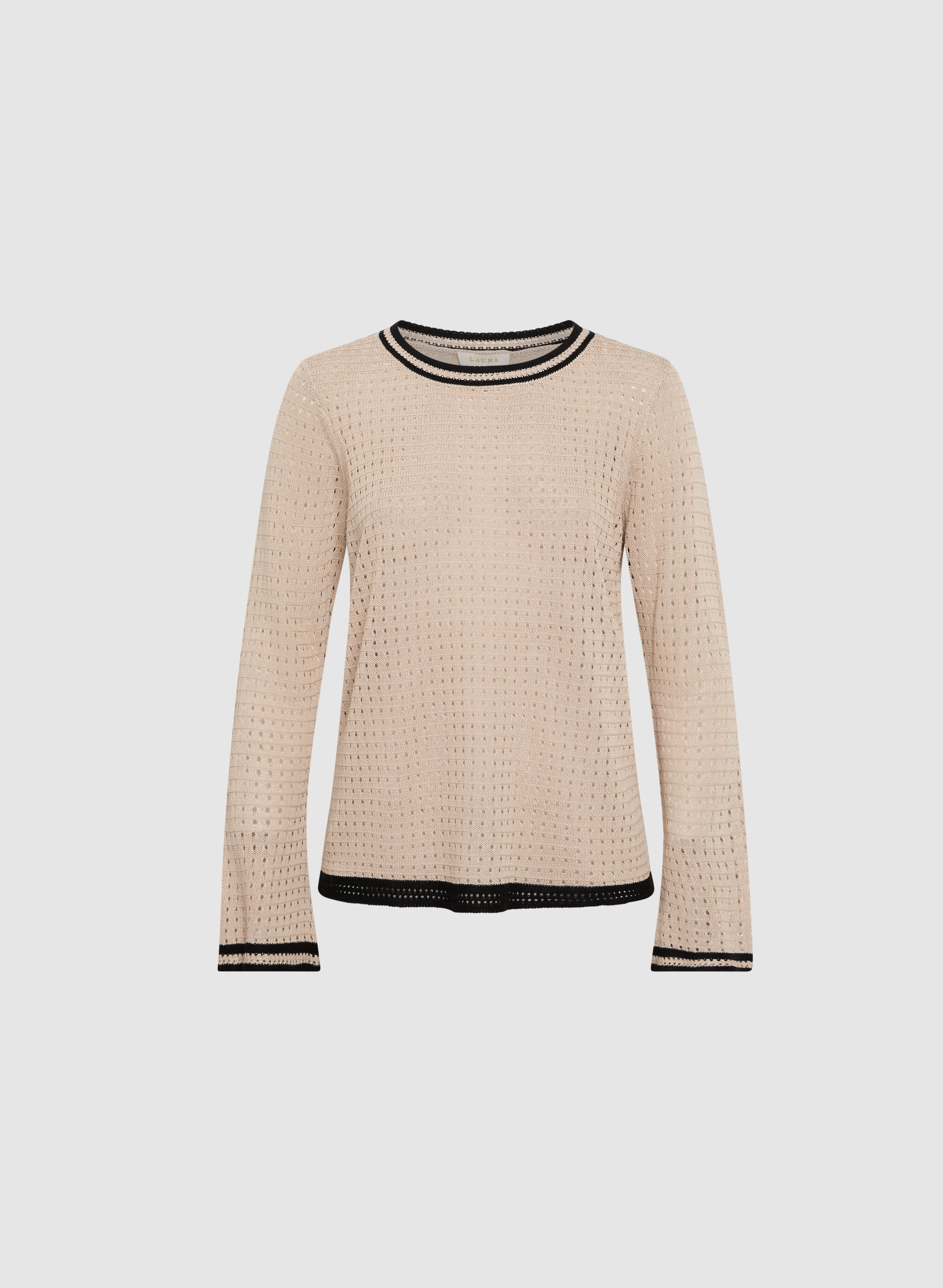 Stylish Contrast Open Knit Sweater for Women - Trendy Loose Fit Cardigan - Perfect for Fall & Winter Layering, Office Wear and Casual Outfits