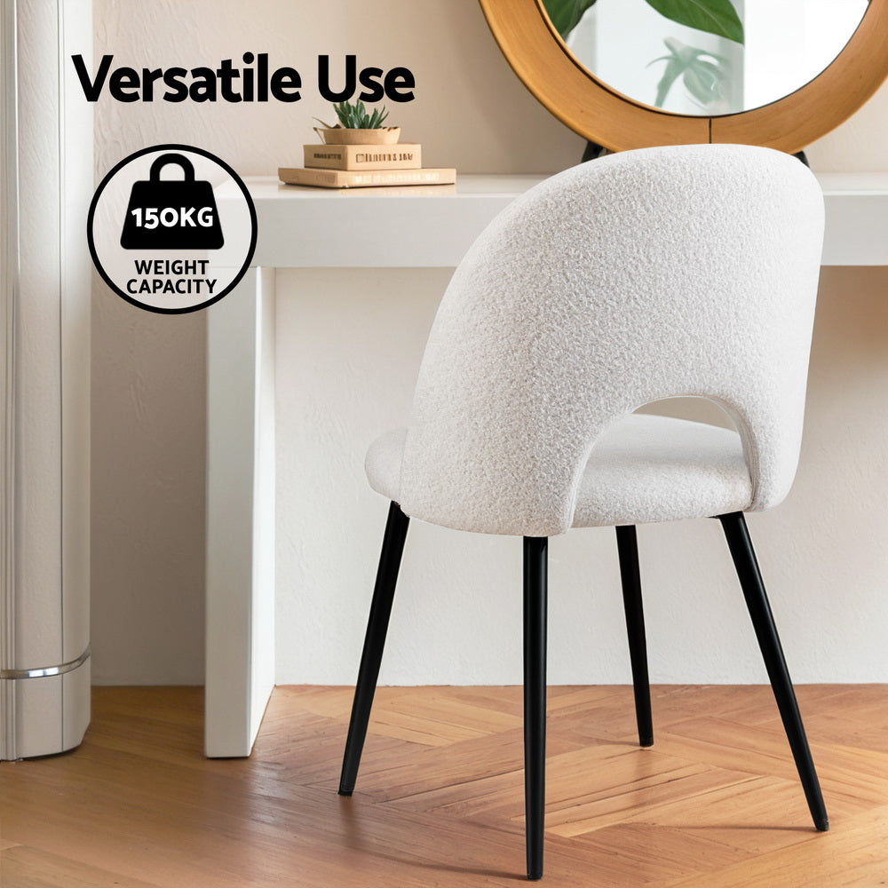 1 Set of 4 Artiss Dining Chairs - Modern Boucle Sherpa Upholstered Accent Chairs for Kitchen, Dining Room, or Breakfast Nook - Comfortable and Stylish Seating for Home Decor